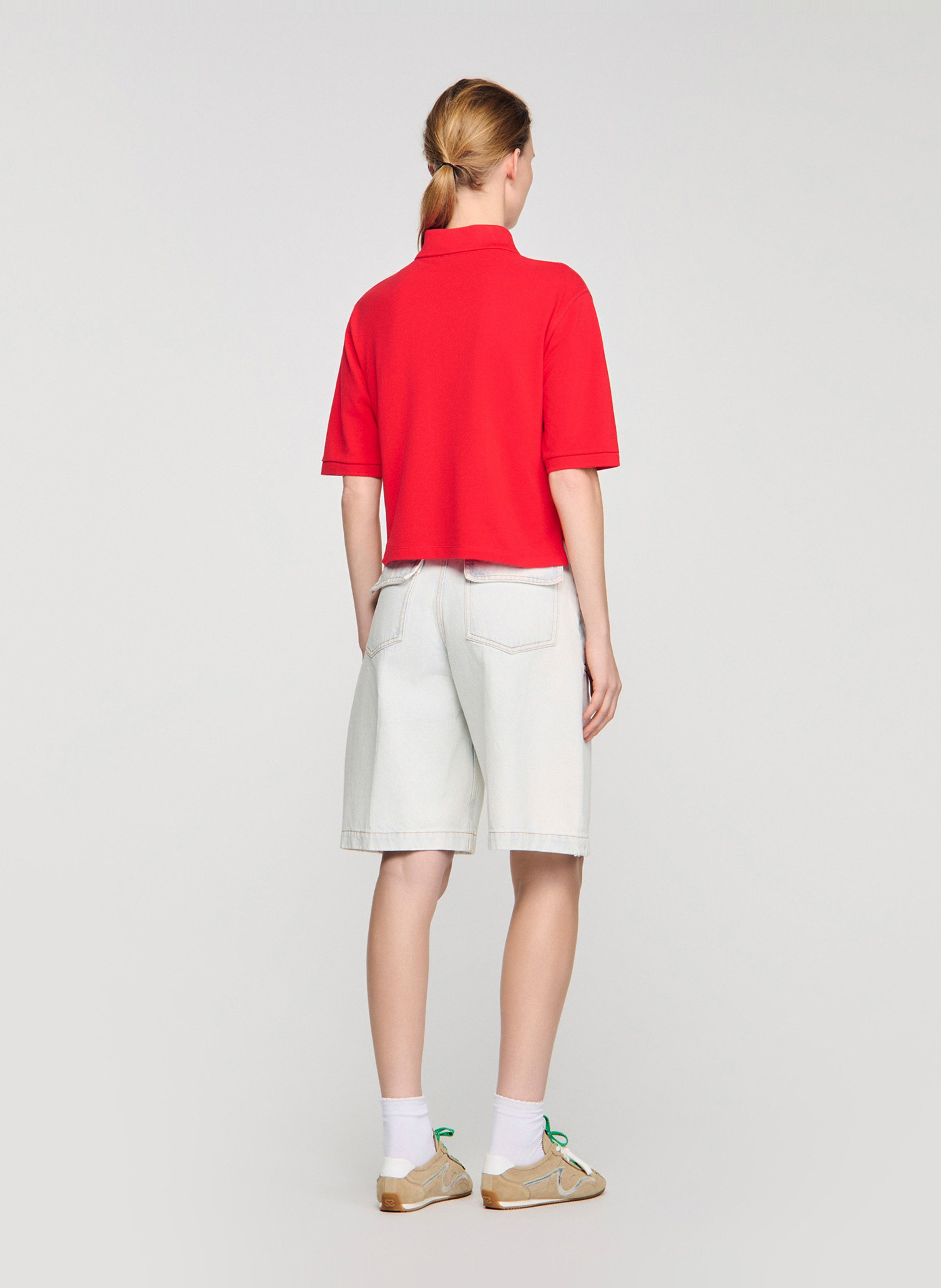 Korte mouw polo met geborduurd logo SANDRO Rood