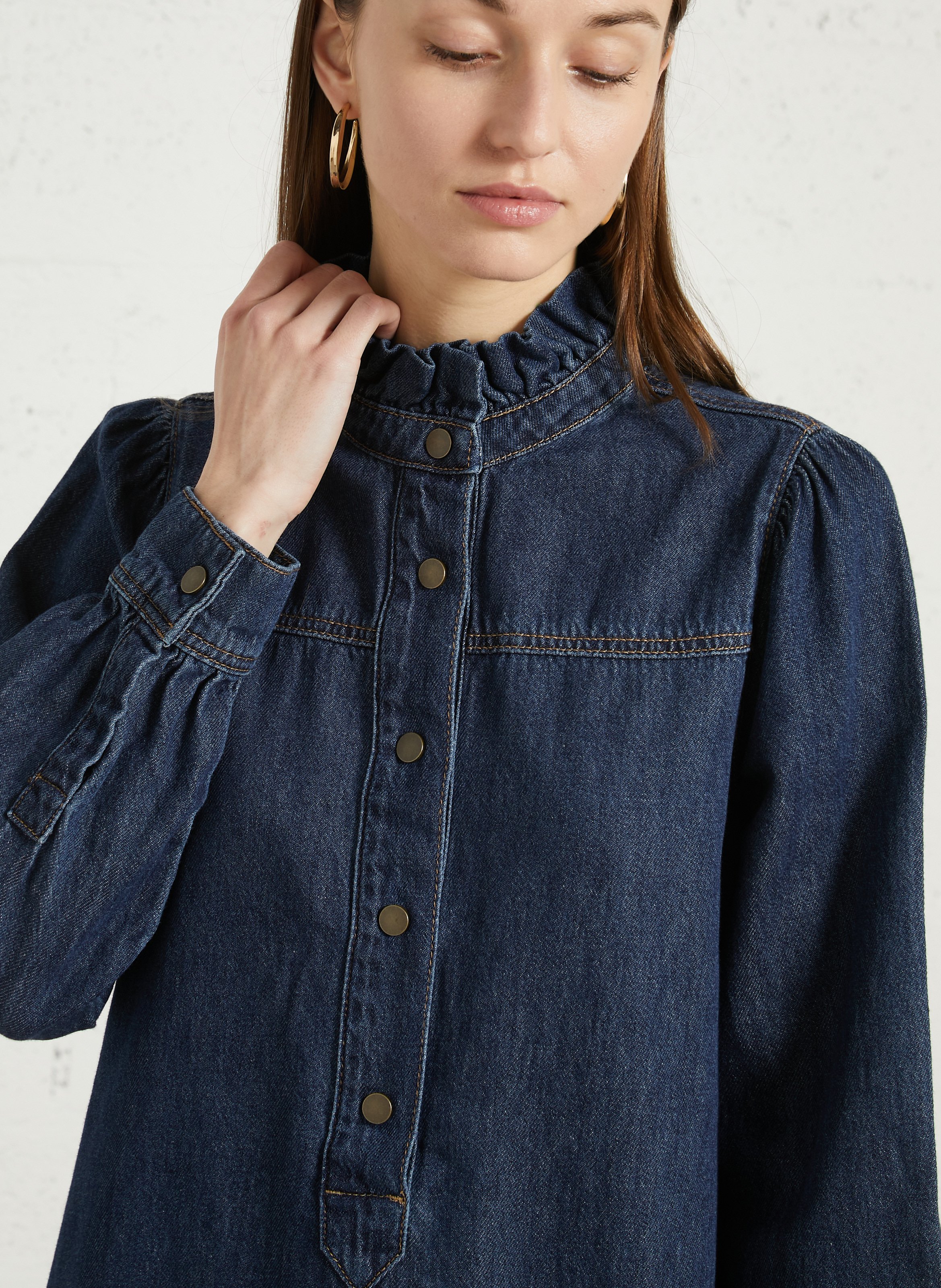 Robe courte col rond en coton MAISON 123 Bleu