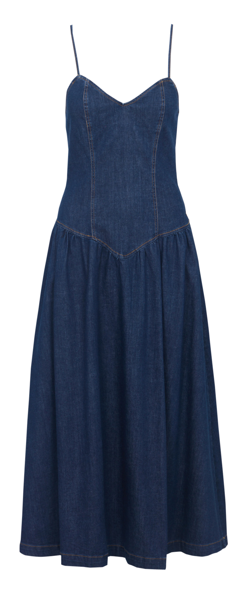 Long cotton-blend V-neck dress PLEASE Blue