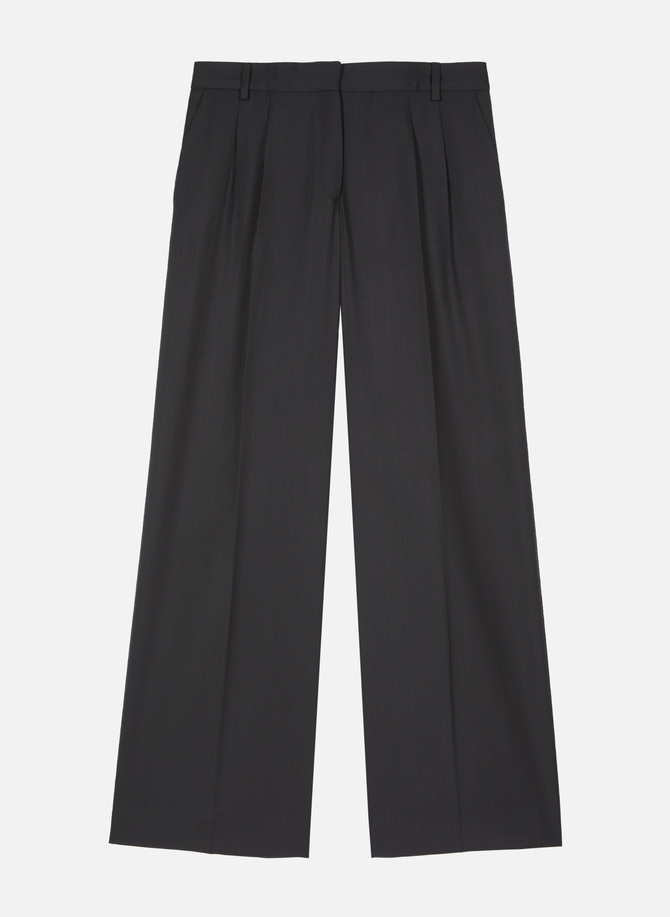 Wide striped wool tailored trousers THE KOOPLES Blue