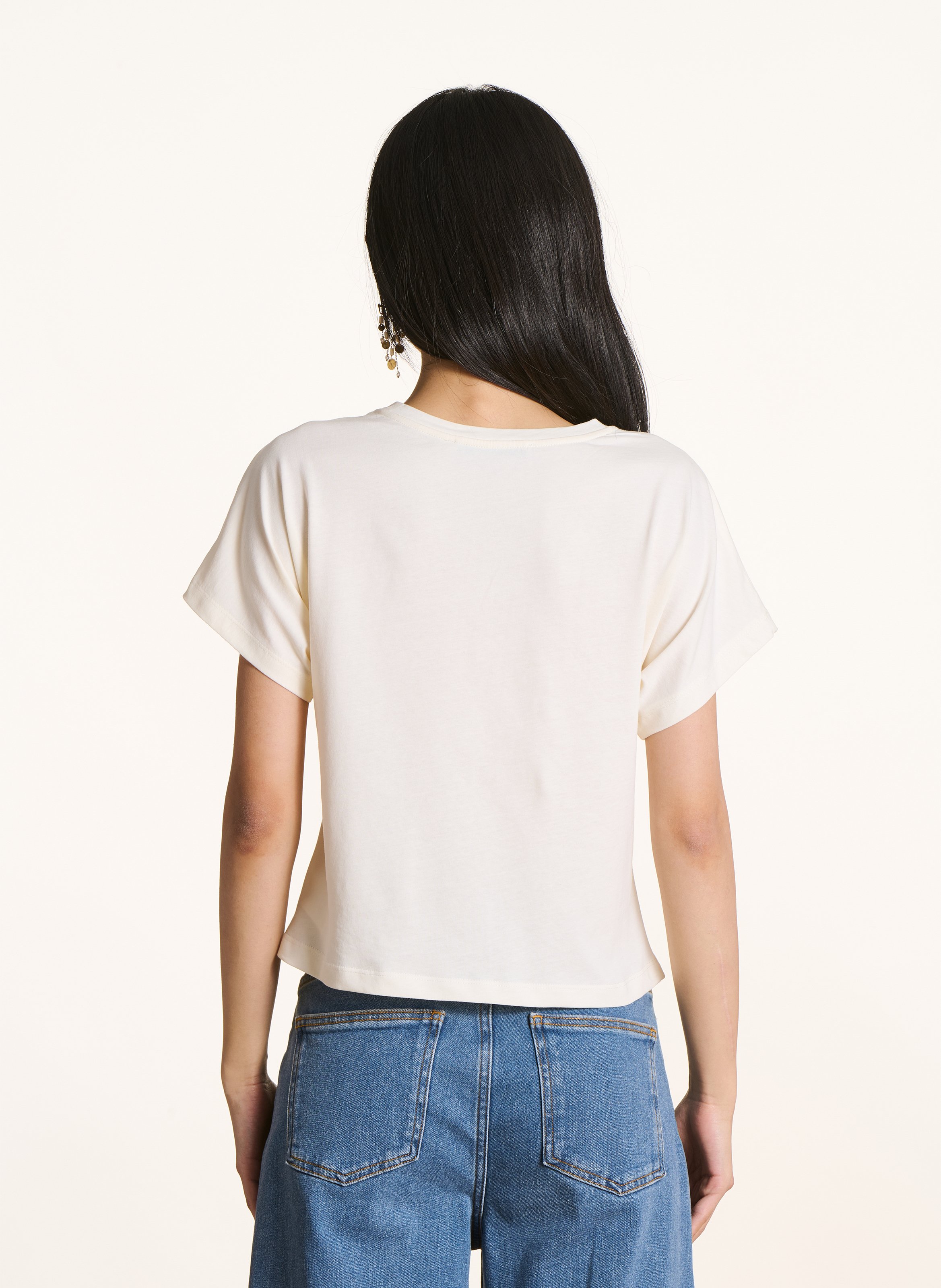 Tee-shirt droit col rond en coton bio LA FEE MARABOUTEE Blanc