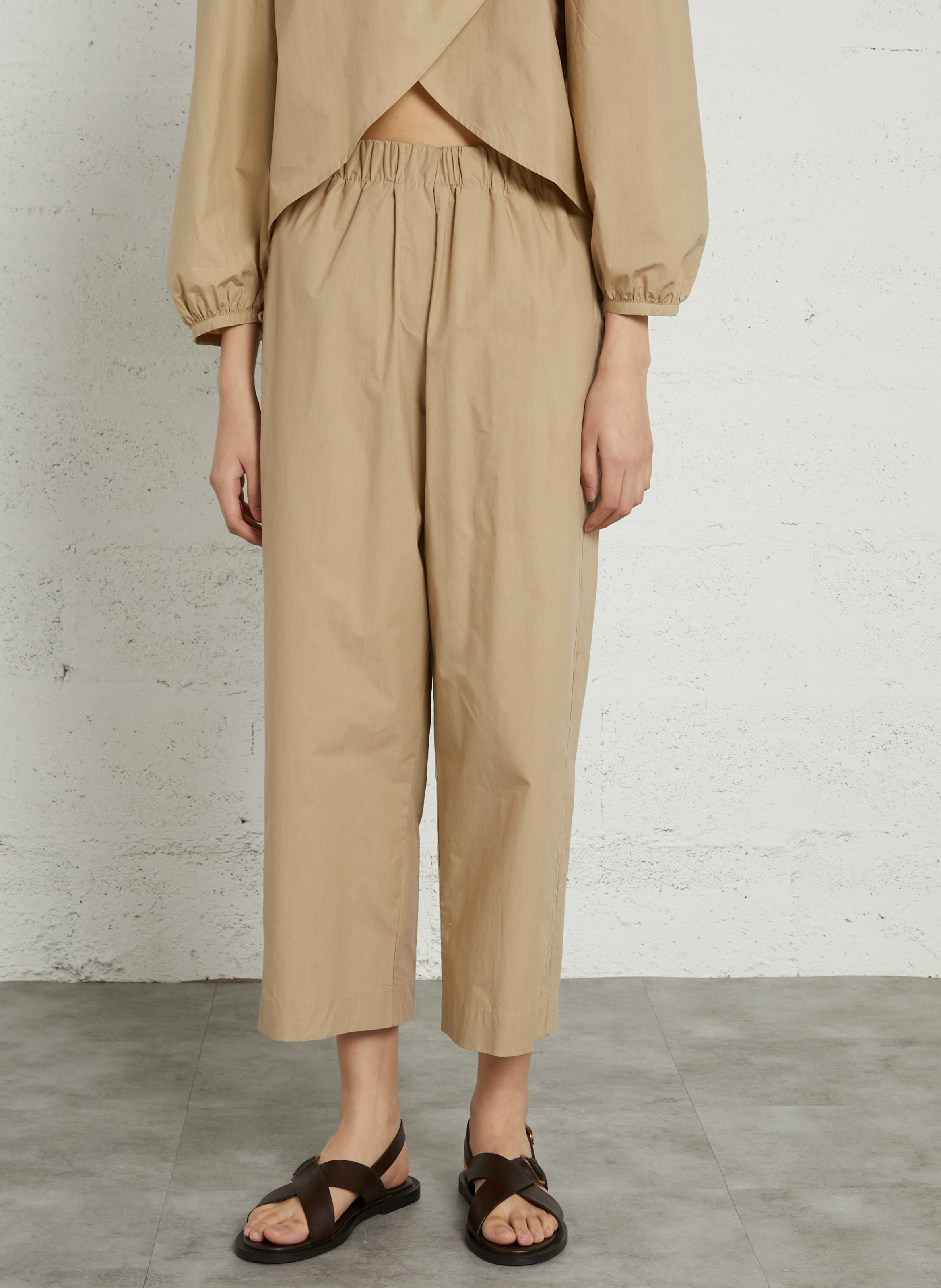 Plain 7/8 straight trousers BELLEPIECE Beige