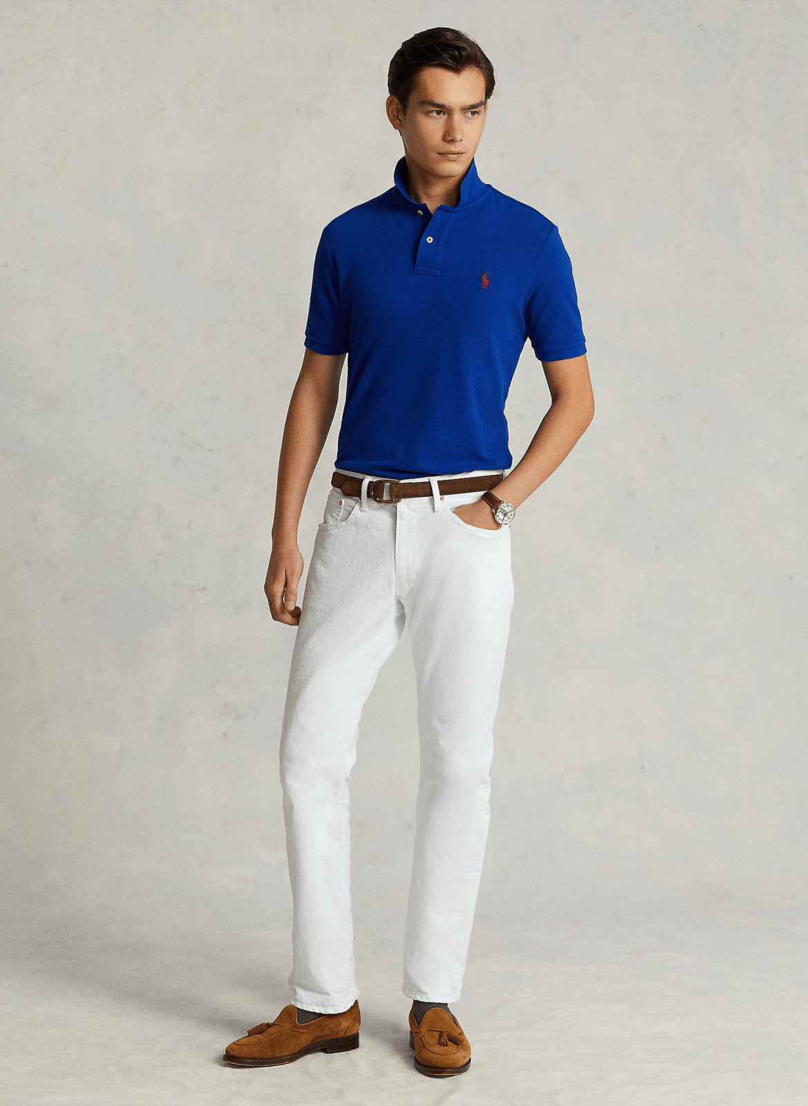 Slim-fit cotton piqué polo shirt POLO RALPH LAUREN Blue