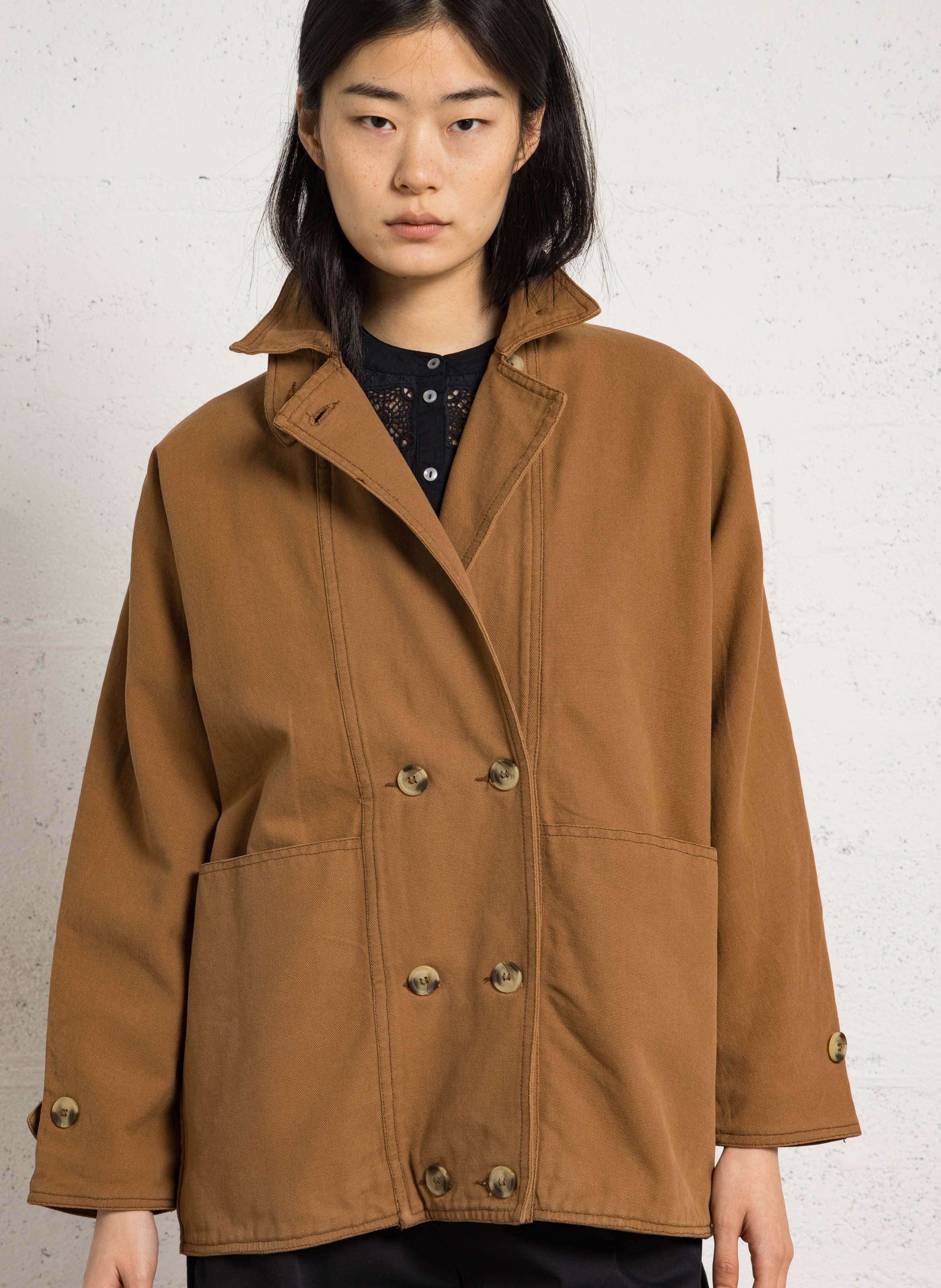 Oversize-Jacke aus Baumwolle mit Stehkragen LEON & HARPER Braun