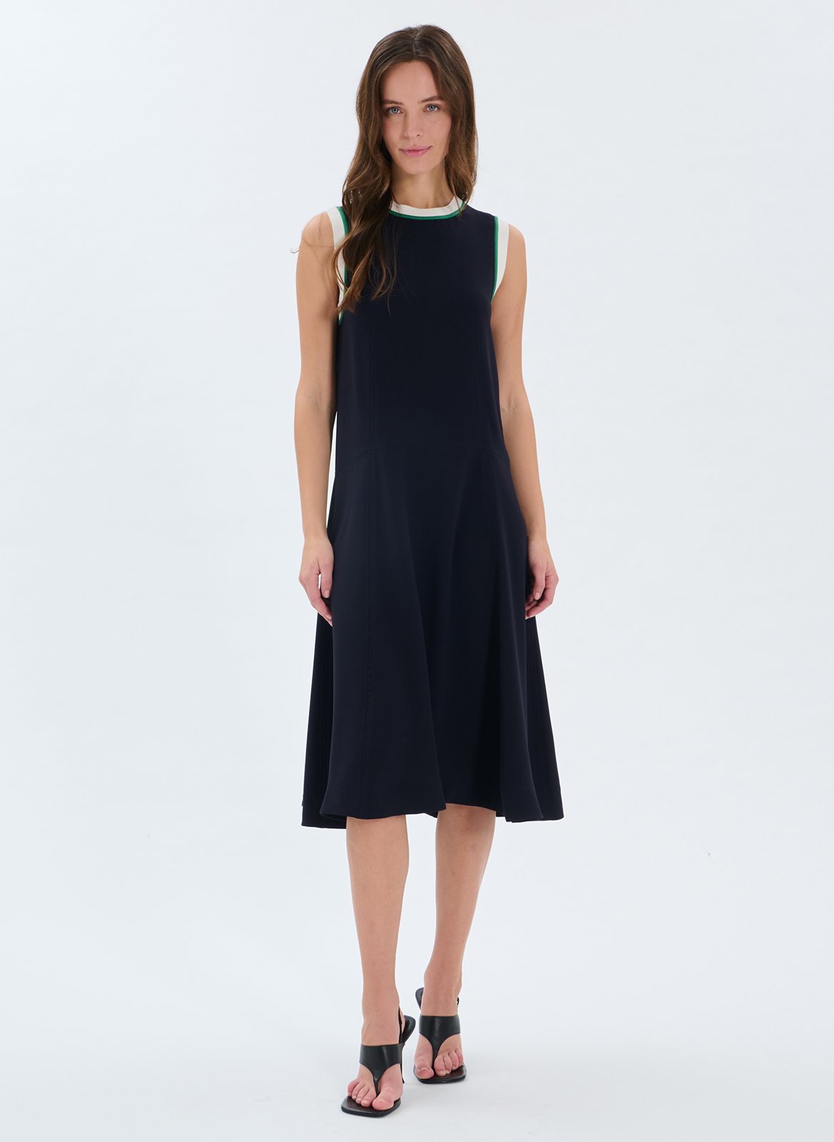 Robe midi col rond Bleu