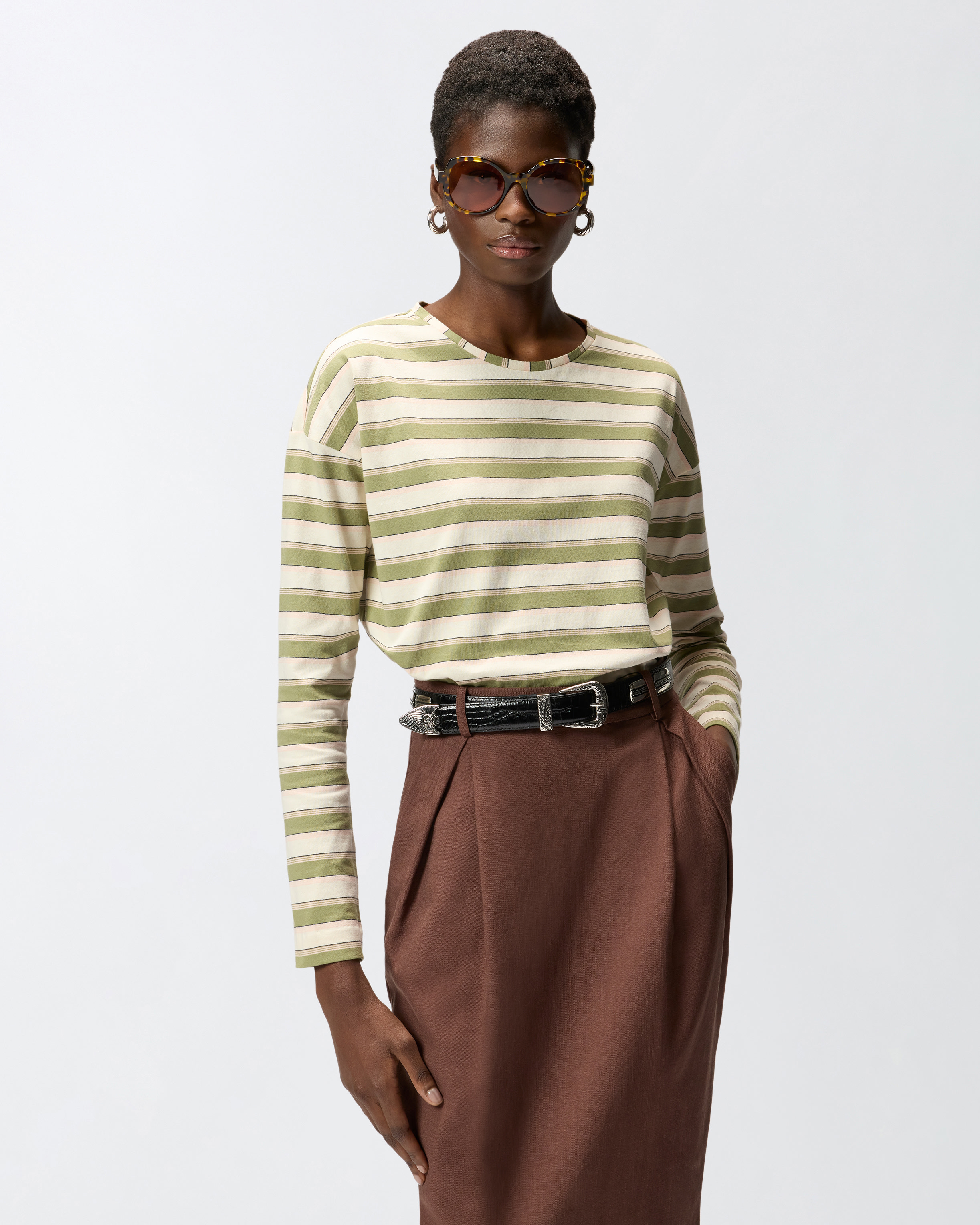 Pull en jersey rayé avec col structuré PINKO Multicolore