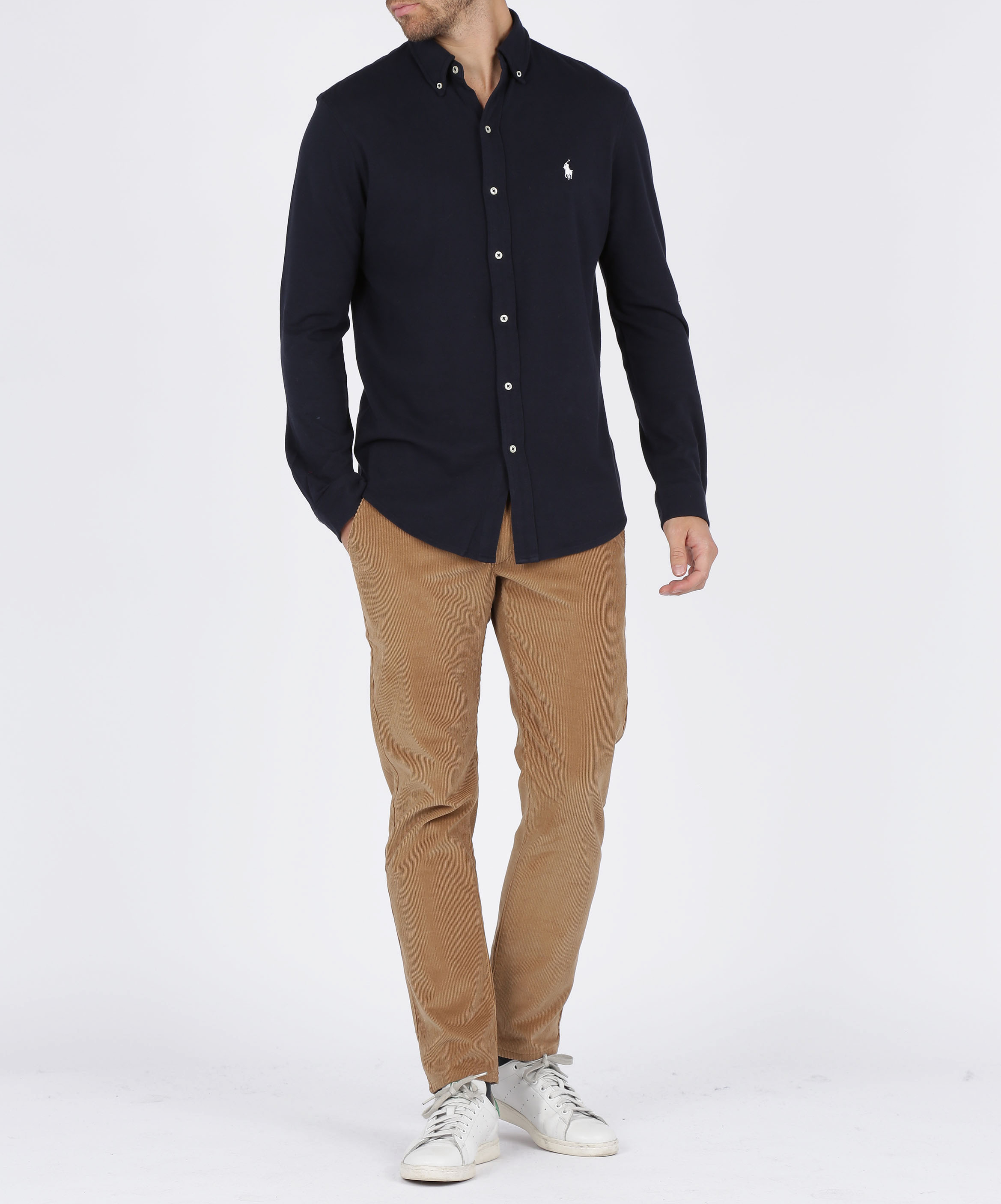 Regular-fit cotton piqué shirt with button-down collar POLO RALPH LAUREN Blue