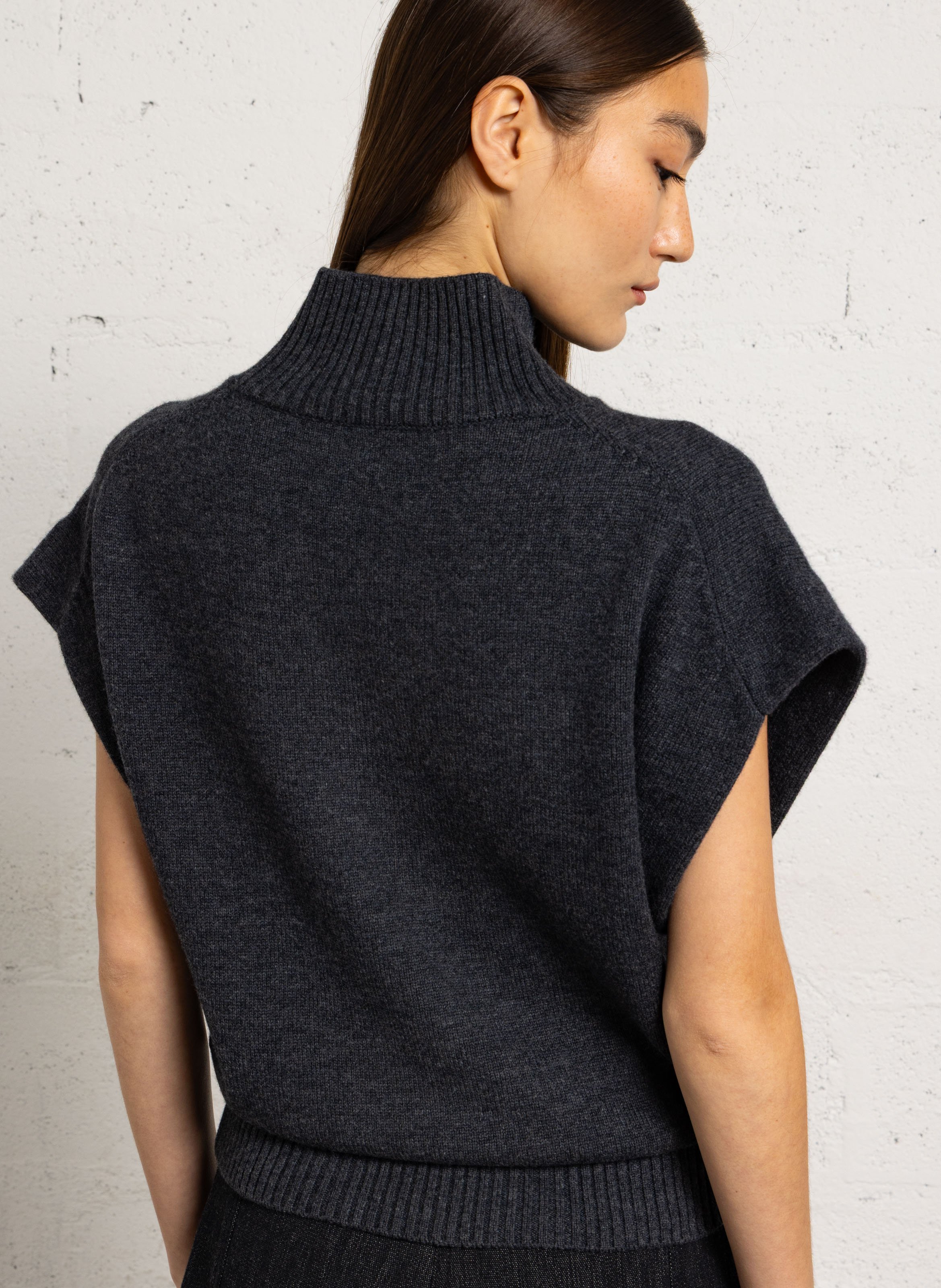 Pull oversize col montant en laine MARGAUX LONNBERG Gris