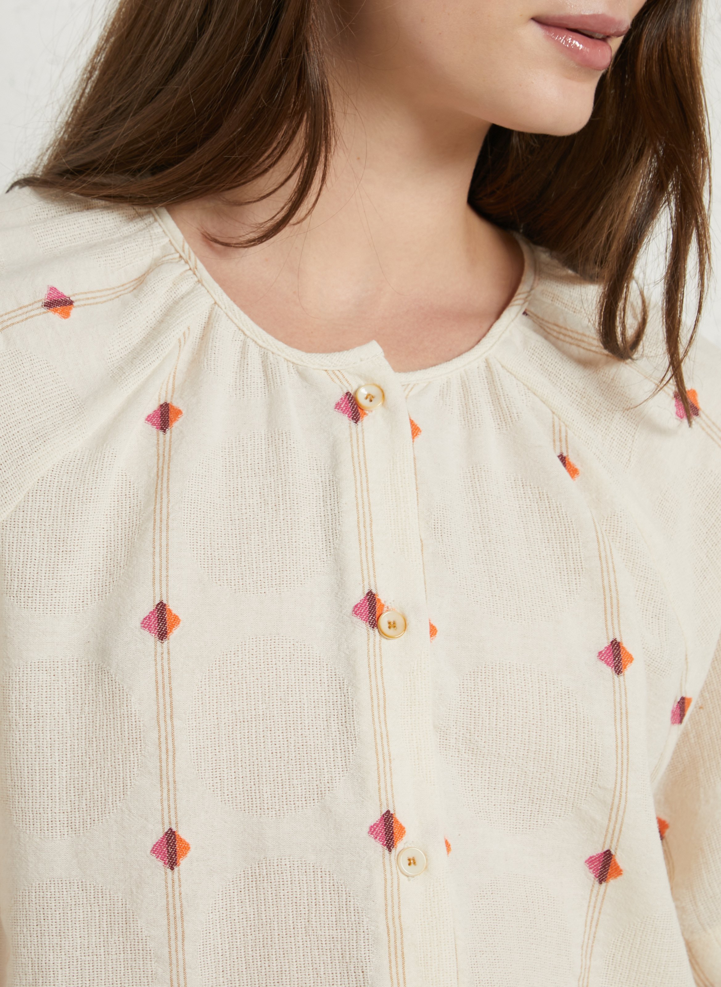 Blouse manches courtes imprimée TINSELS Beige