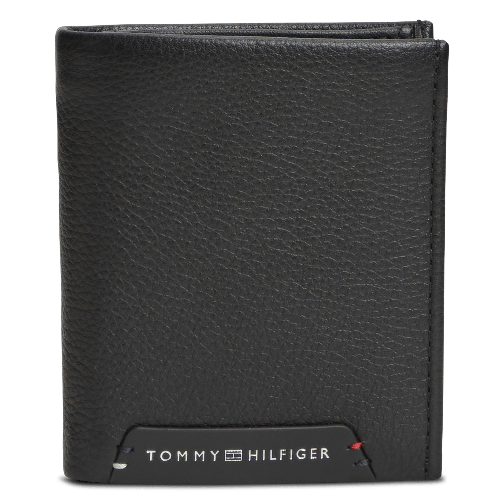 Portemonnee met kleppen van leer TOMMY HILFIGER Zwart