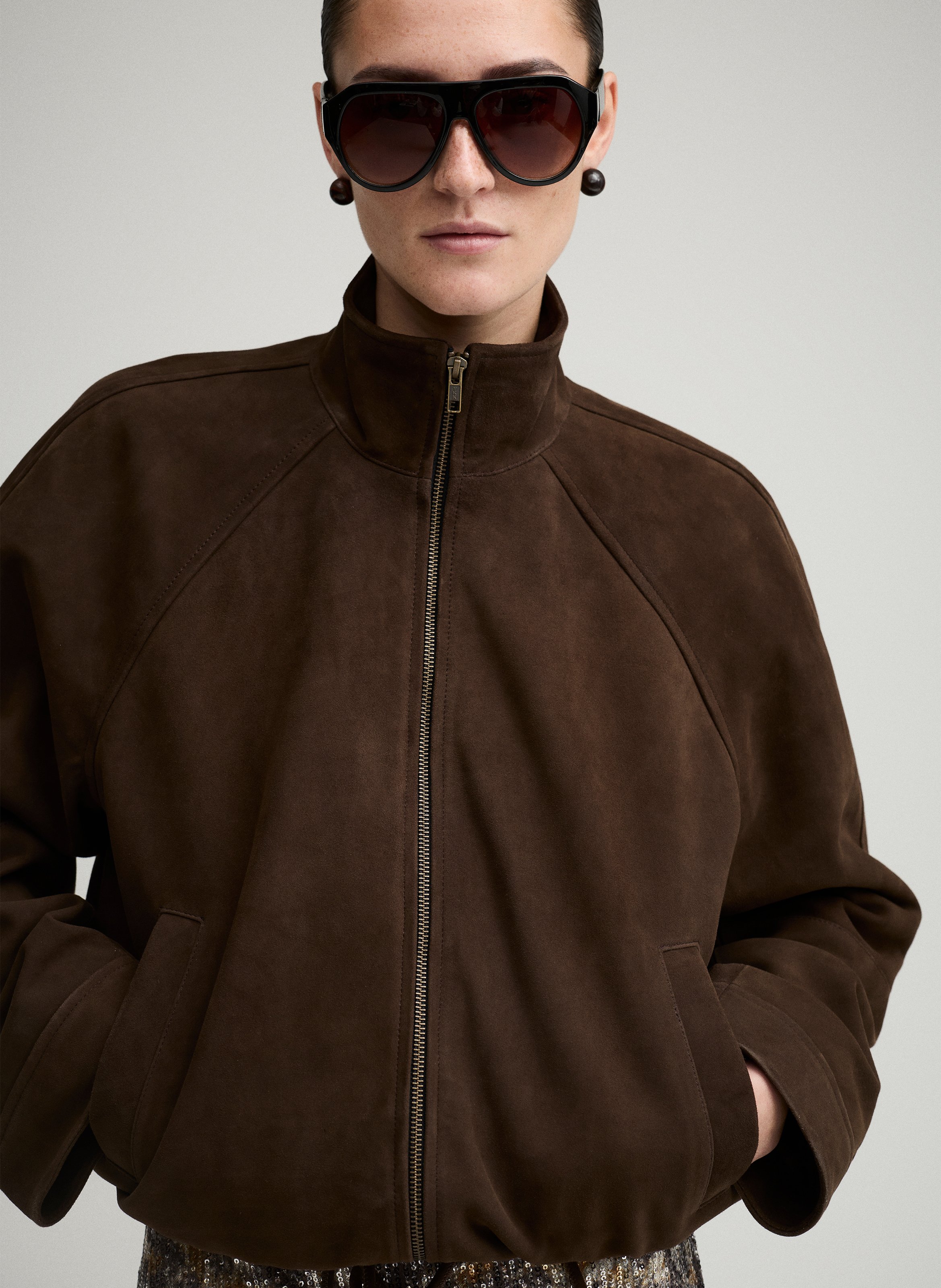 Veste oversize en cuir ROUGE EDIT Marron