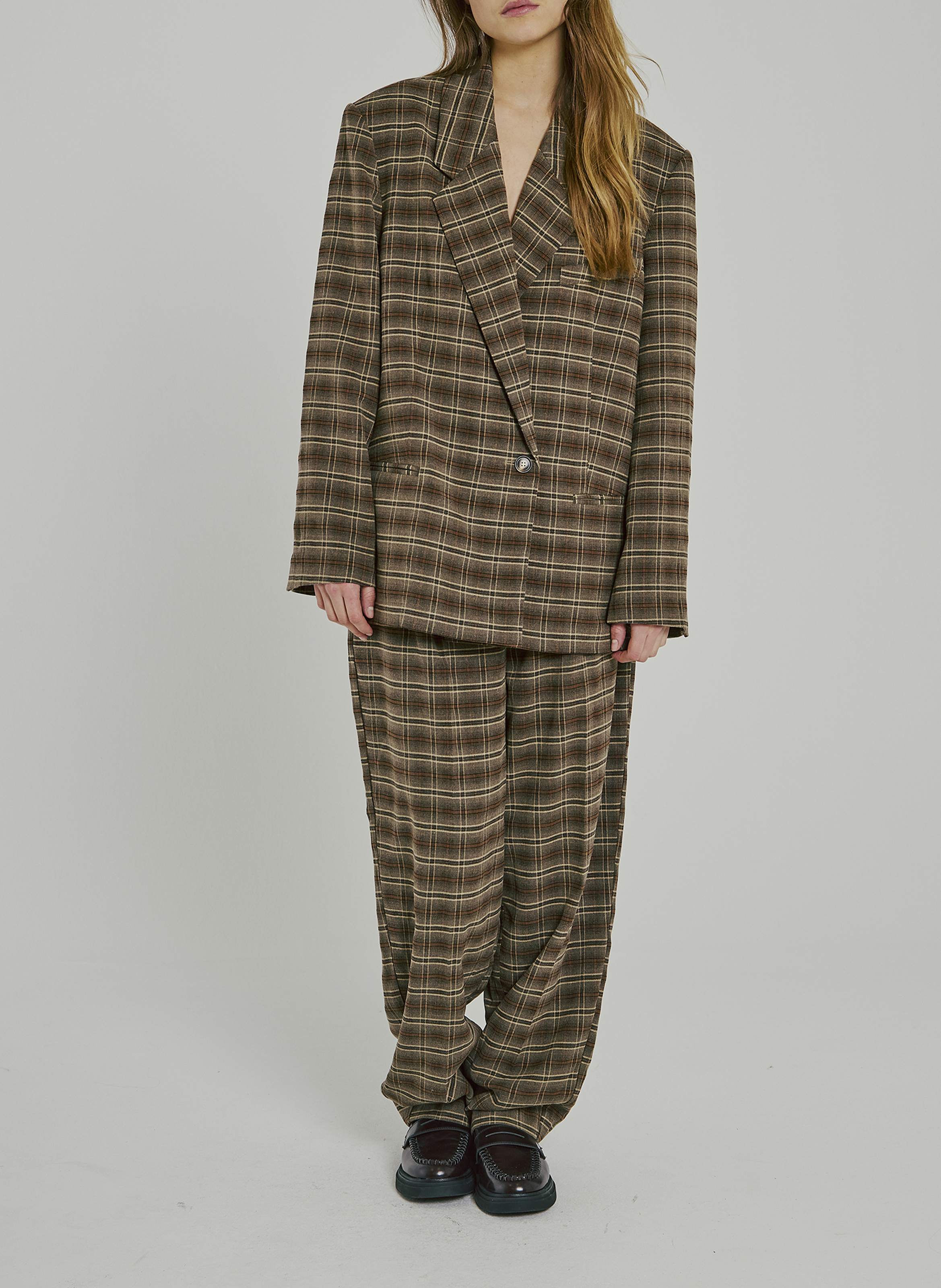 Oversized blazer met ruitjesprint NORR Bruin