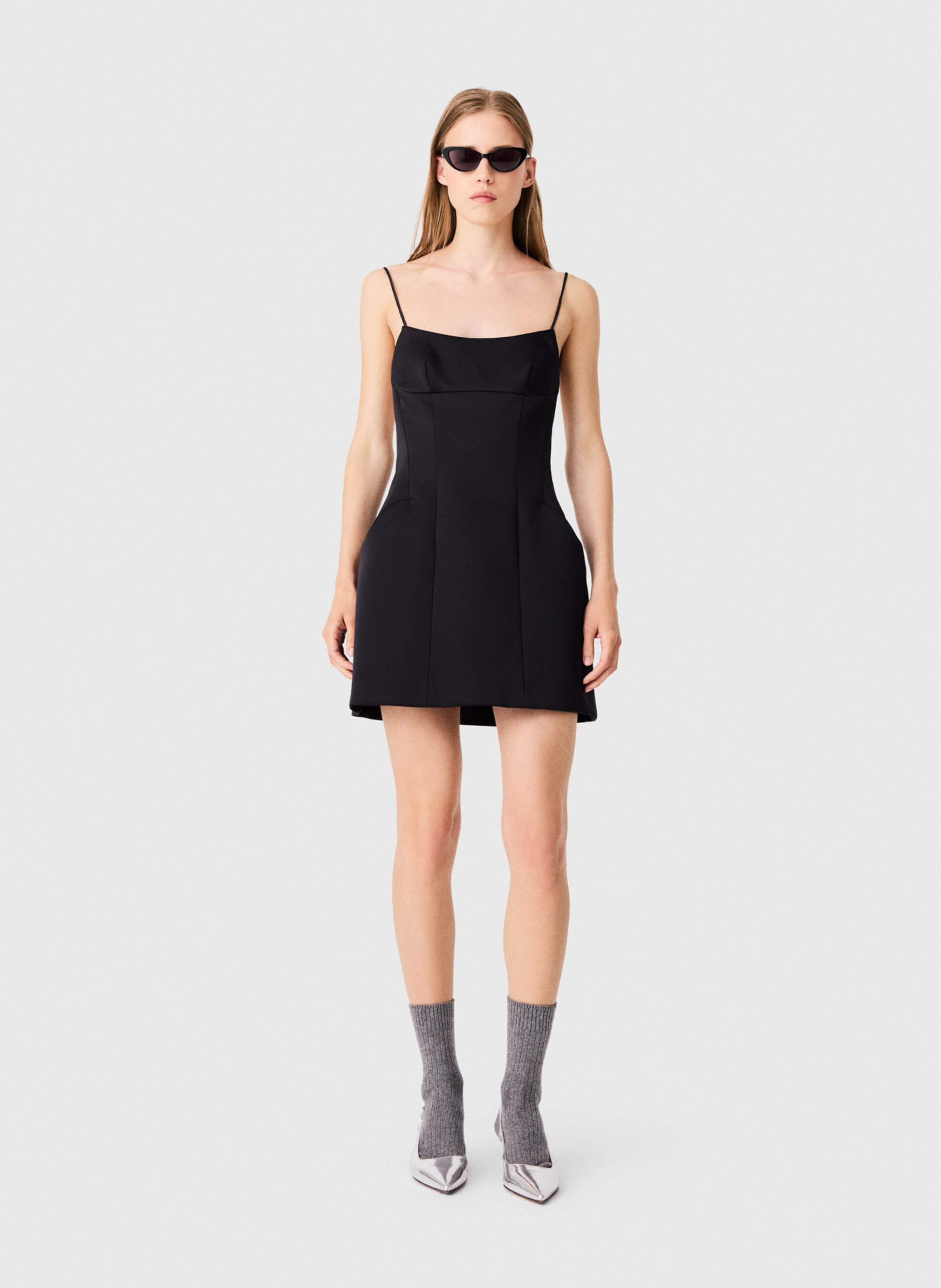 Short dress with strappy rhinestones MAJE Black