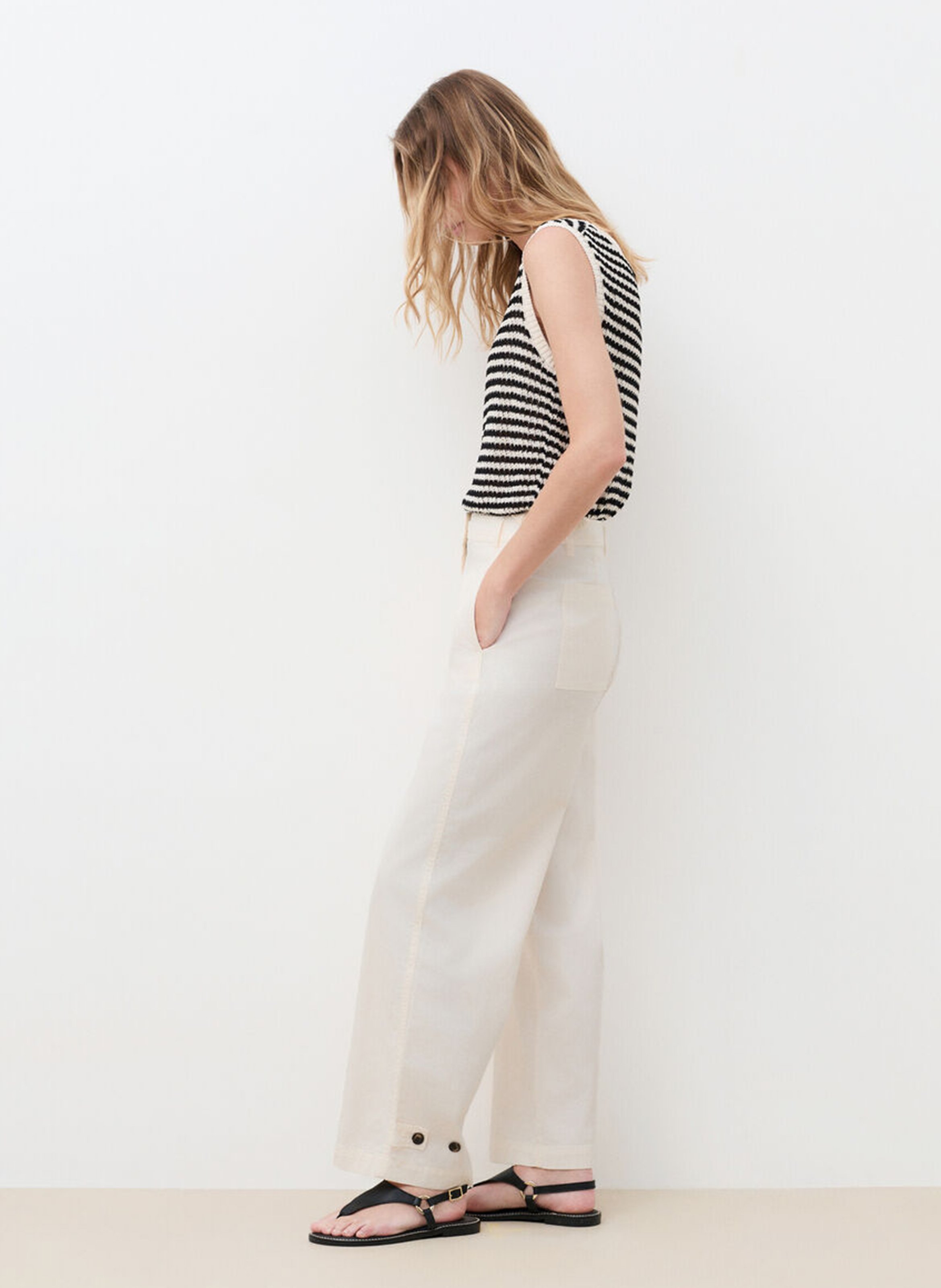 Jean droit en coton mélangé CAROLL Beige