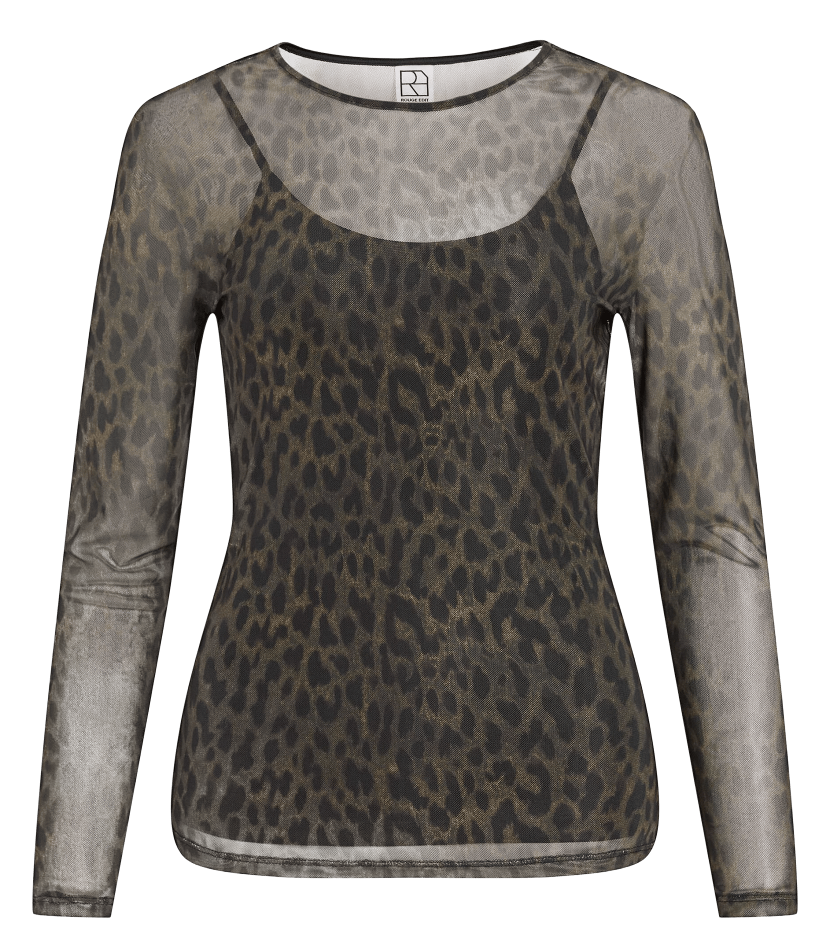 Strakke top met luipaardprint ROUGE EDIT Goudkleurig