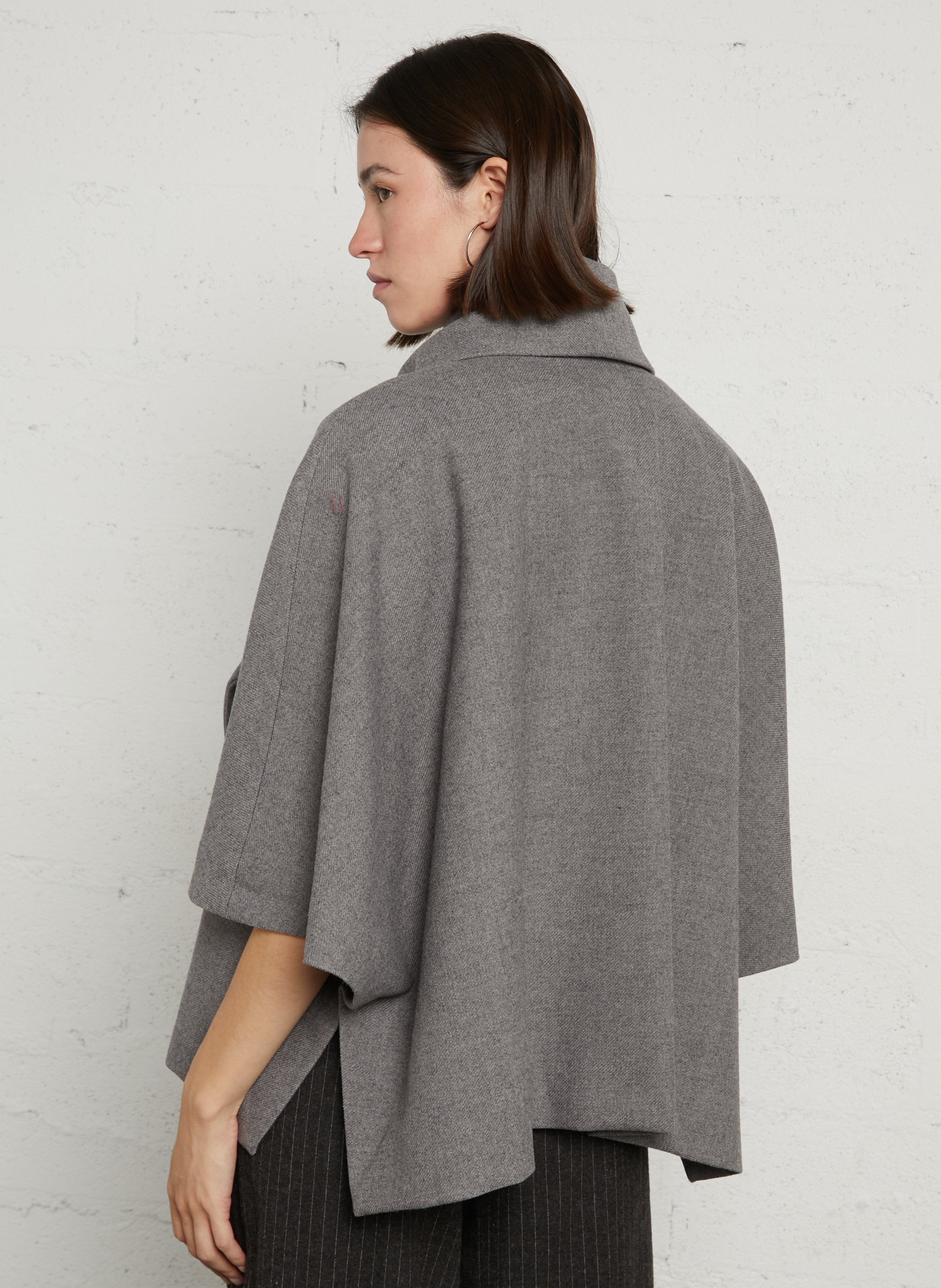 Short Oversized Solid Color Coat PLEASE Grey