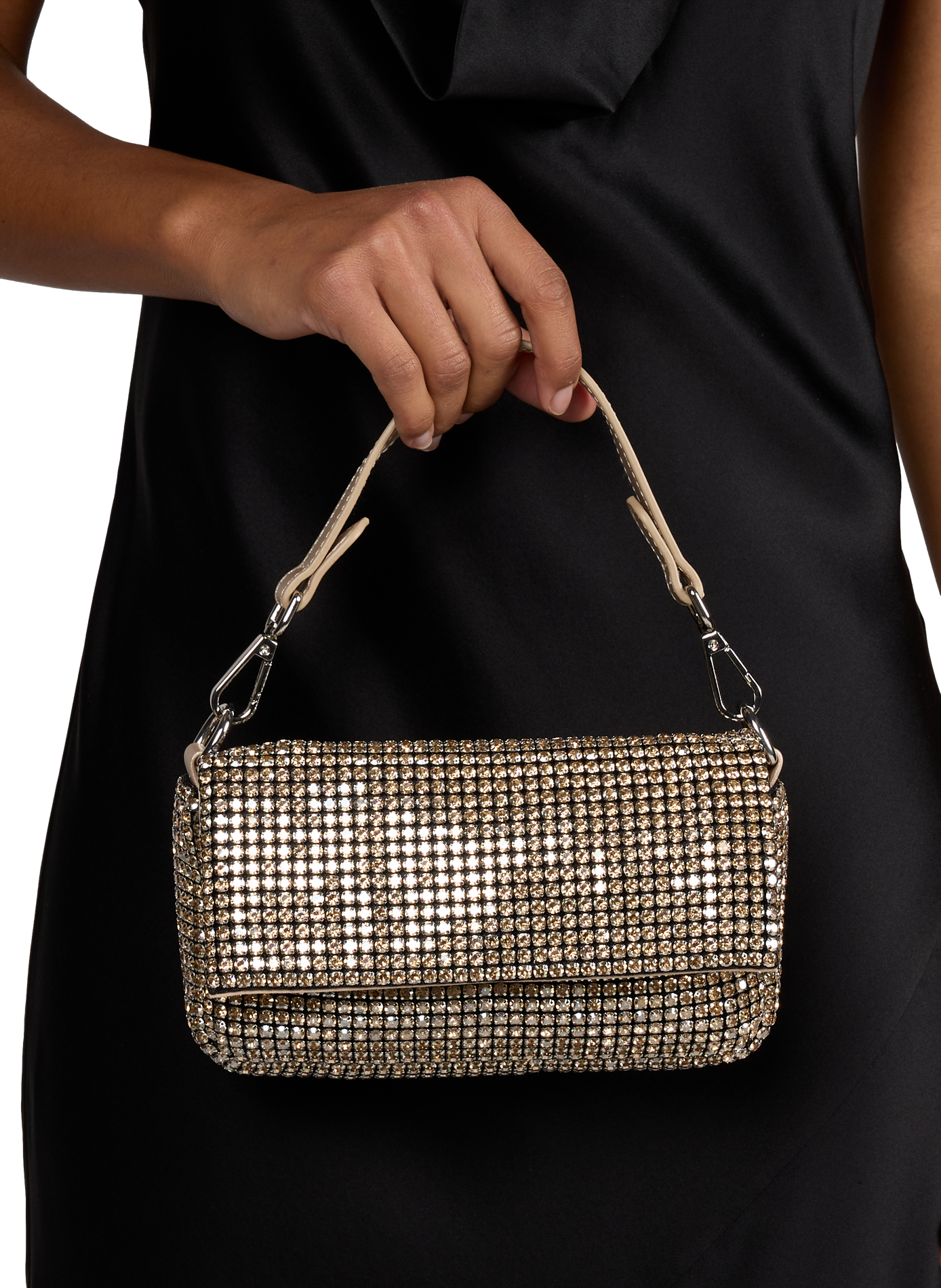 Rhinestone Clutch with Shoulder Strap AU PRINTEMPS PARIS Golden