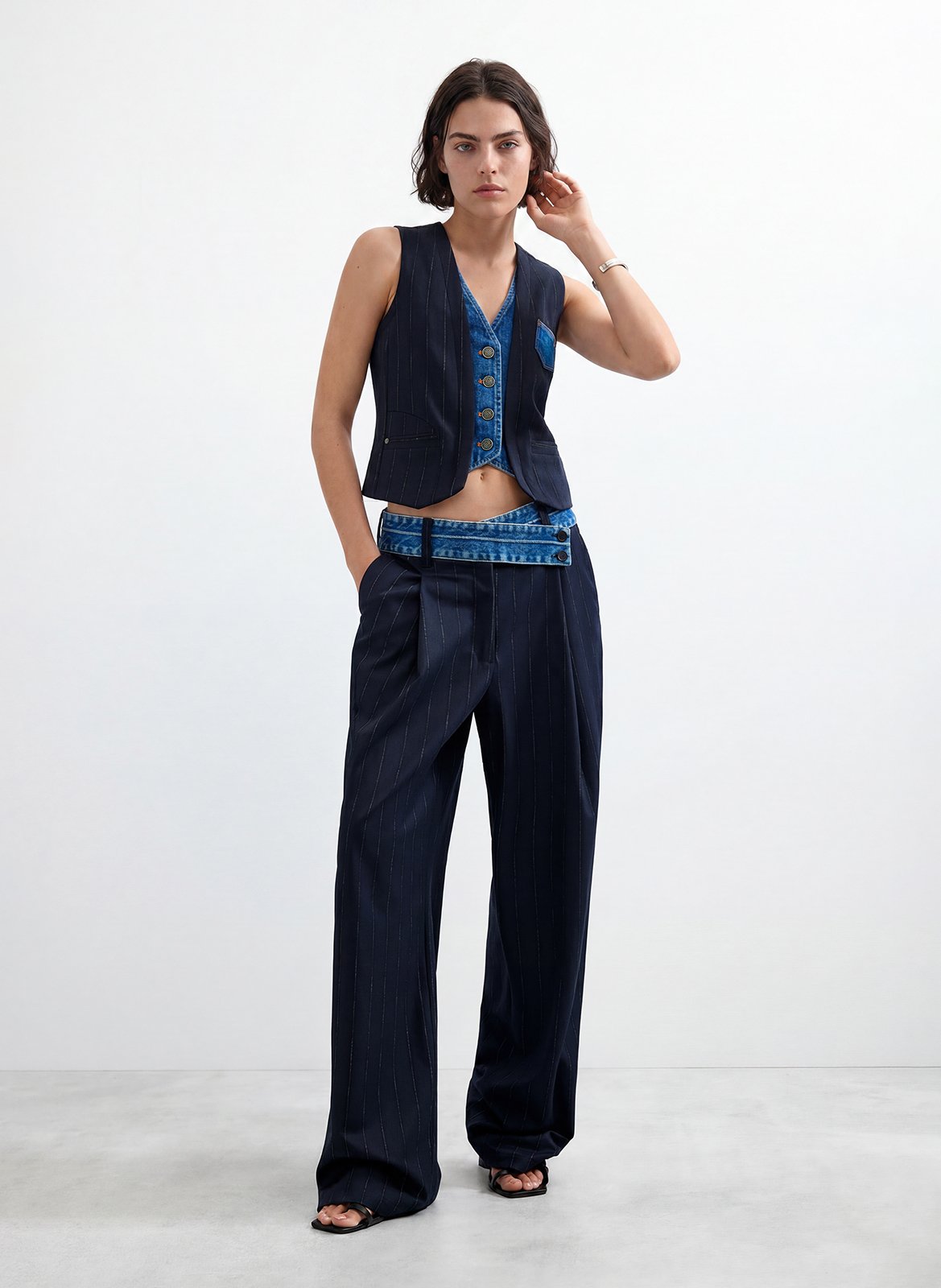 Pantalon large DESIGUAL Bleu