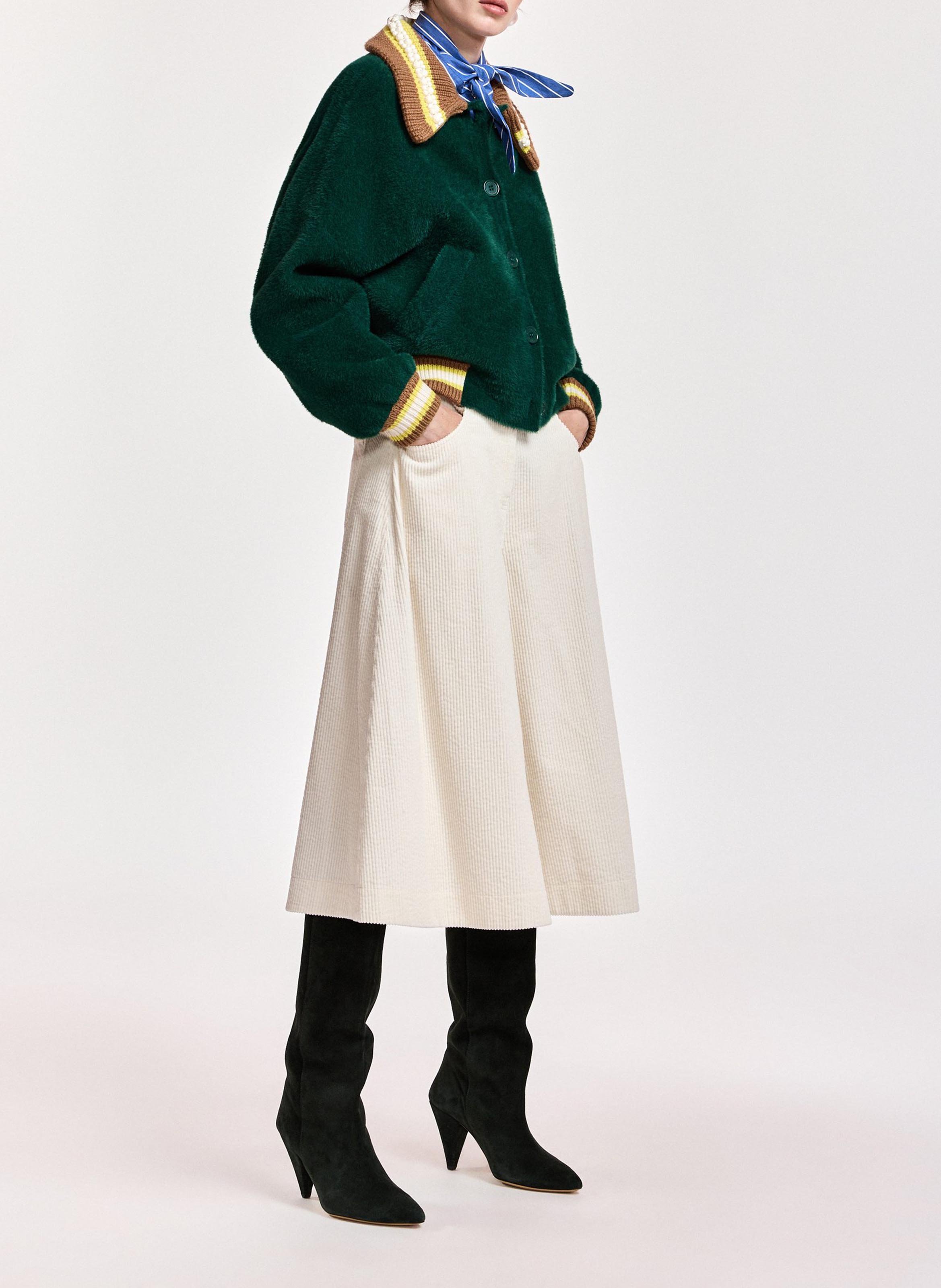 Loose fit cardigan with classic collar and button closure. ESSENTIEL ANTWERP Green