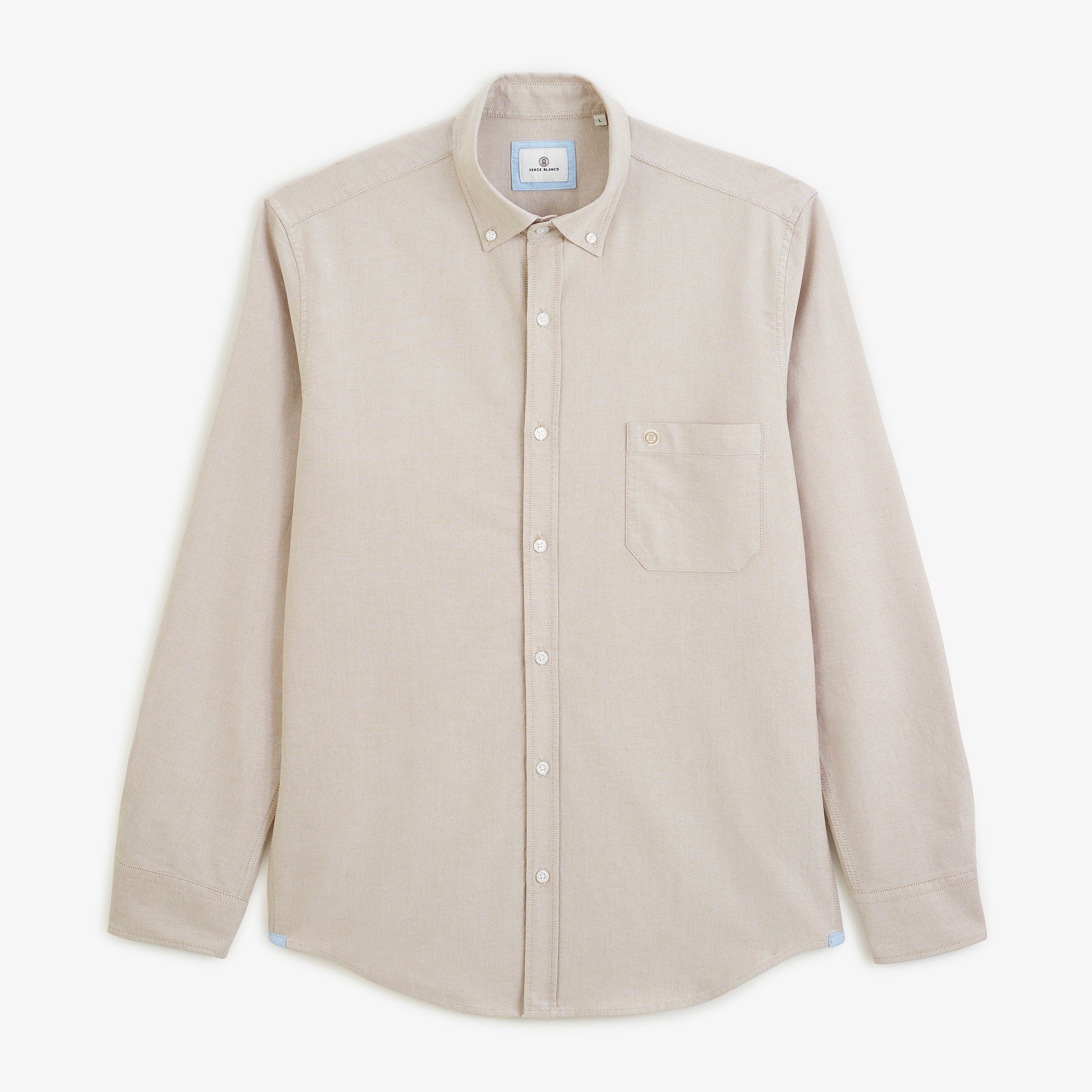 Oxford long-sleeve shirt with beige belt. SERGE BLANCO Beige