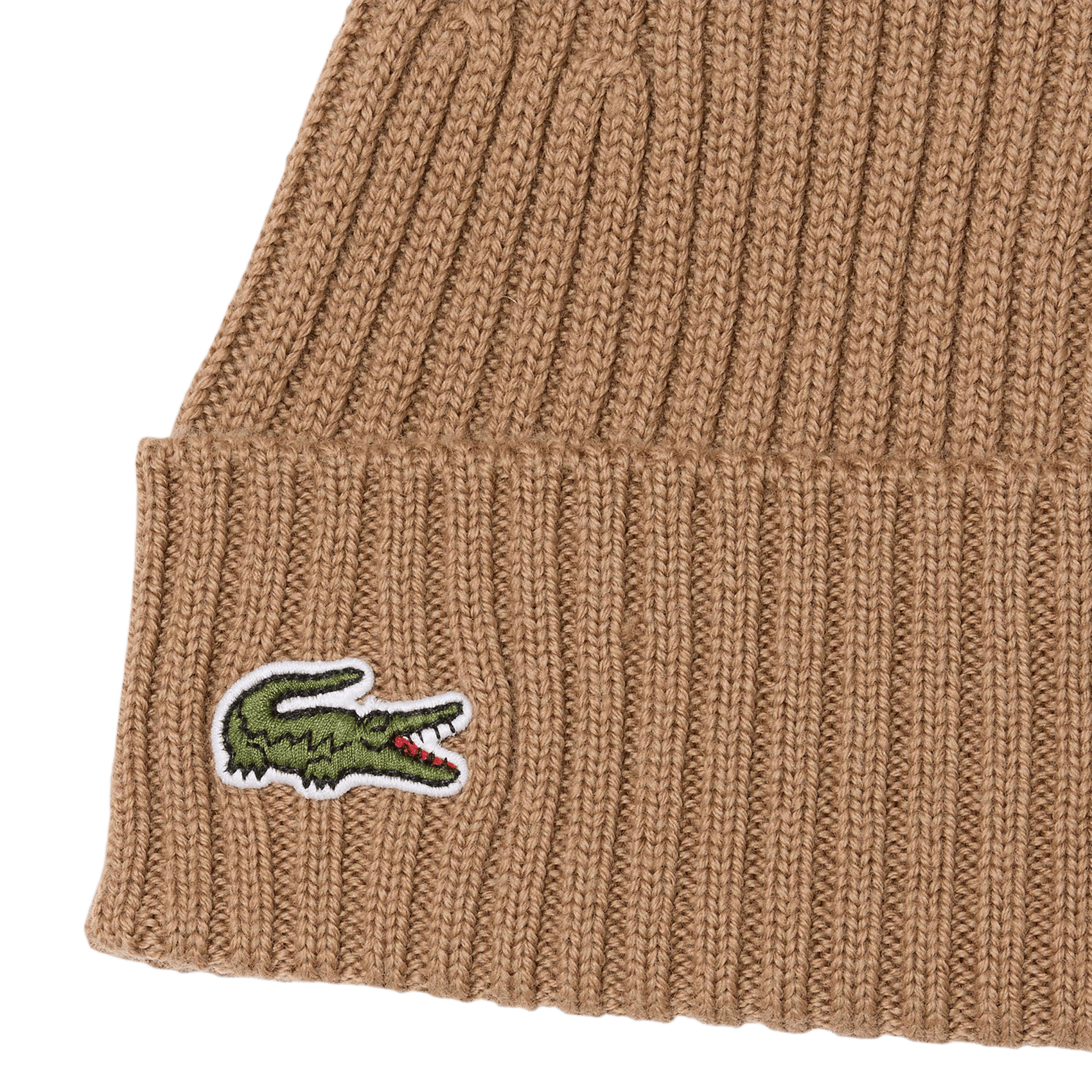Ribbed wool beanie LACOSTE Brown