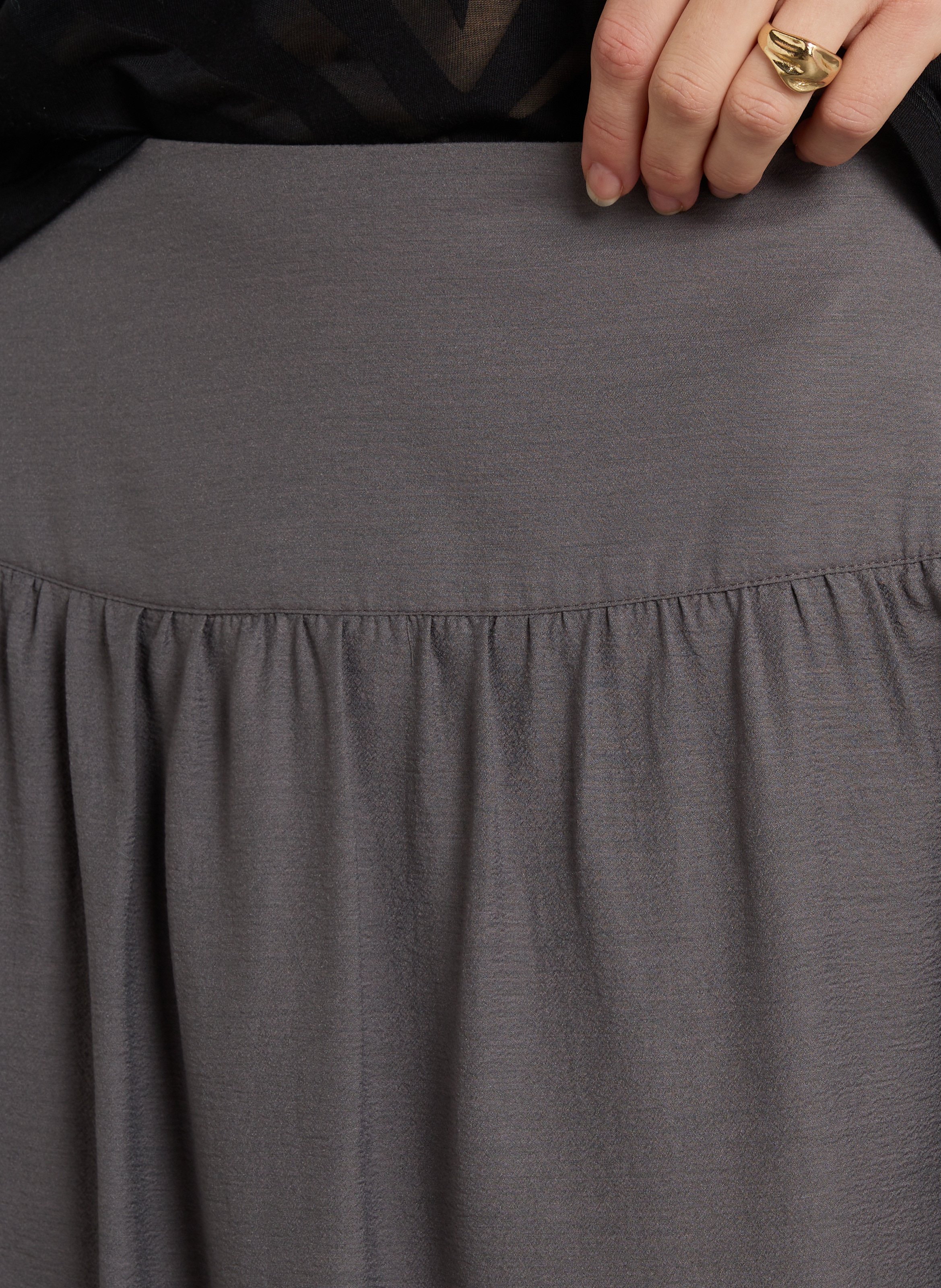 Long flared skirt with lace hem IKKS Grey