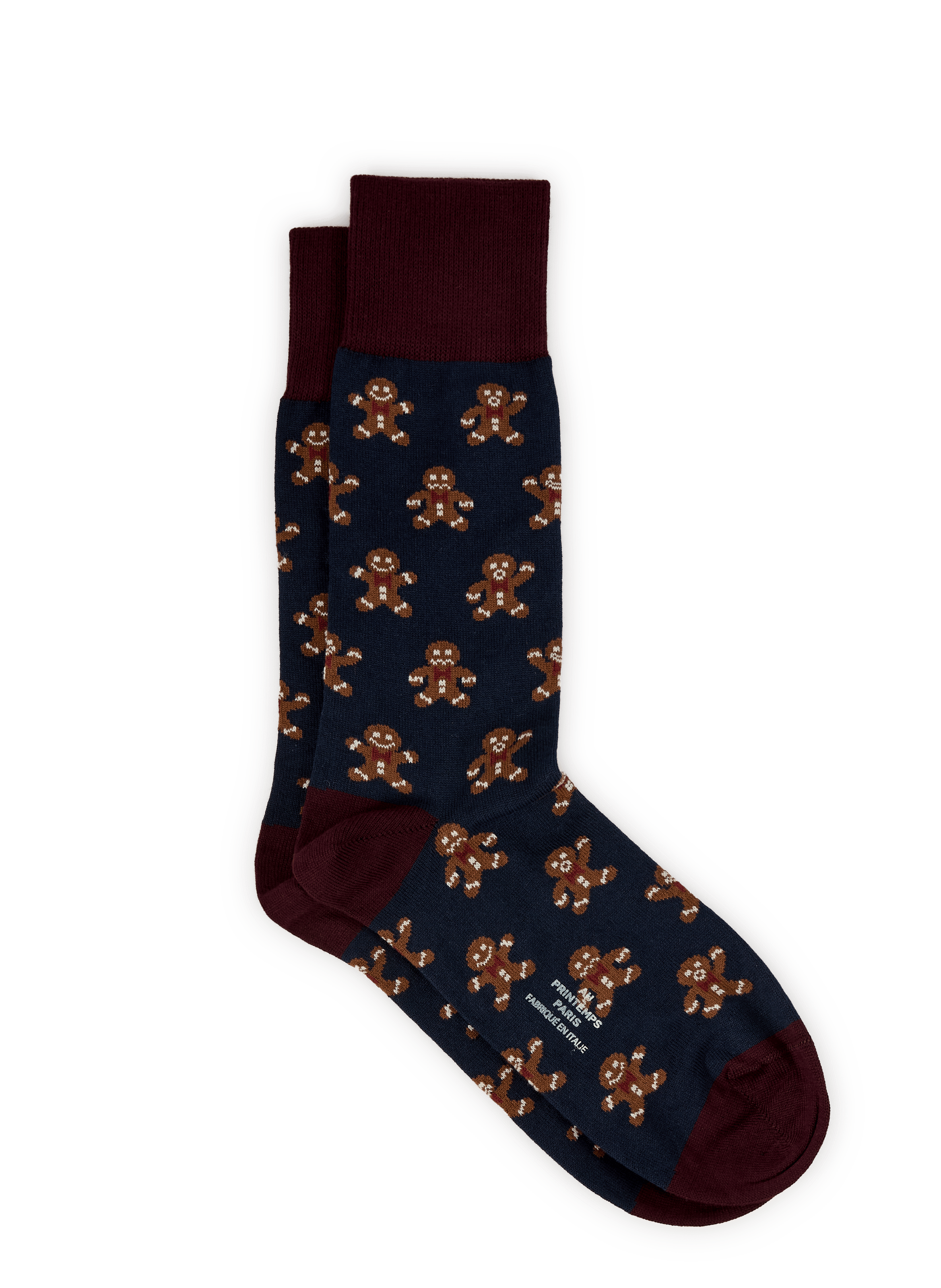 Gingerbread man knee-high socks cho dic pri ginger ch navy AU PRINTEMPS PARIS
