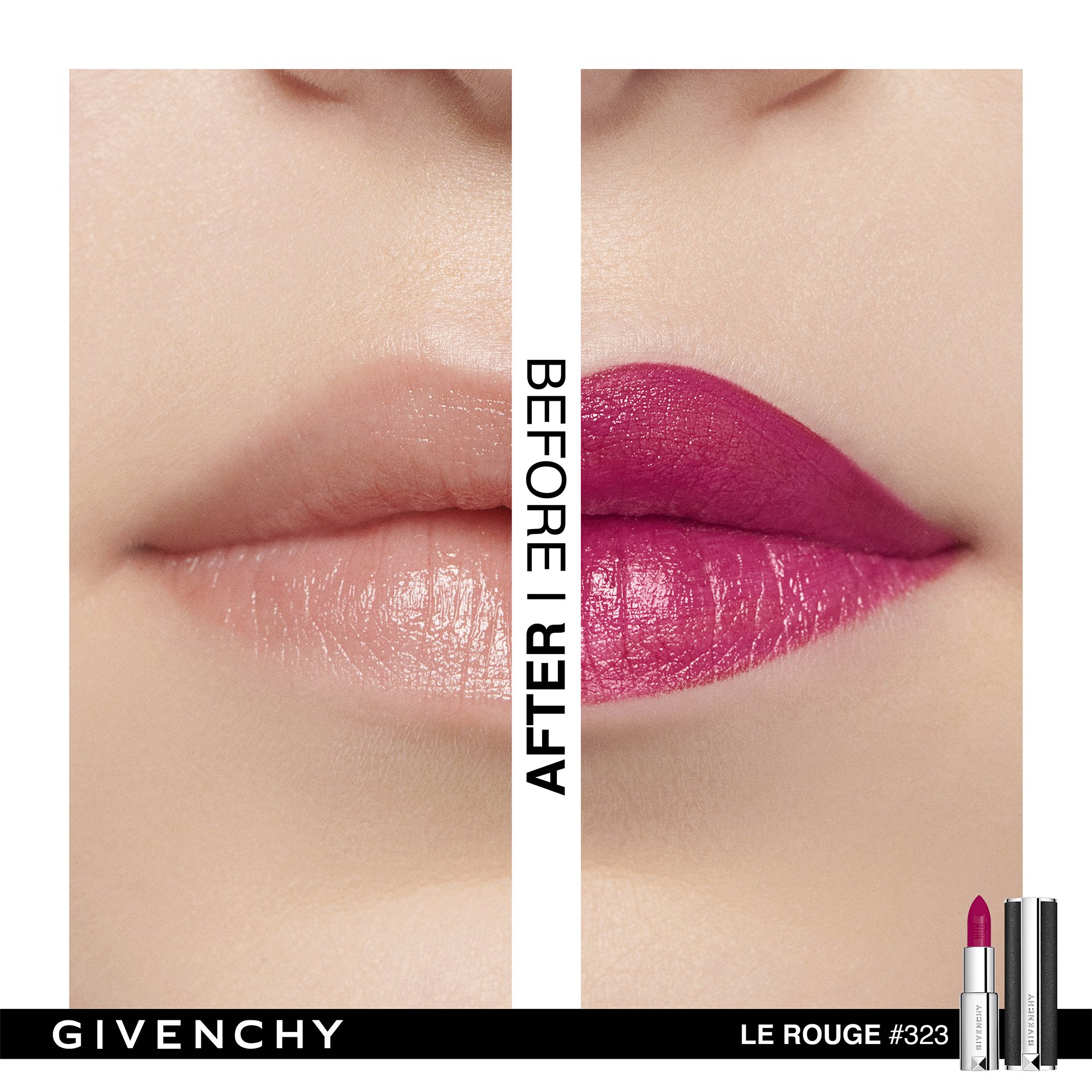 LE ROUGE - Lippenstift - stralend matte, poedermatte of fonkelende, glanzende finish GIVENCHY N°323 framboise couture