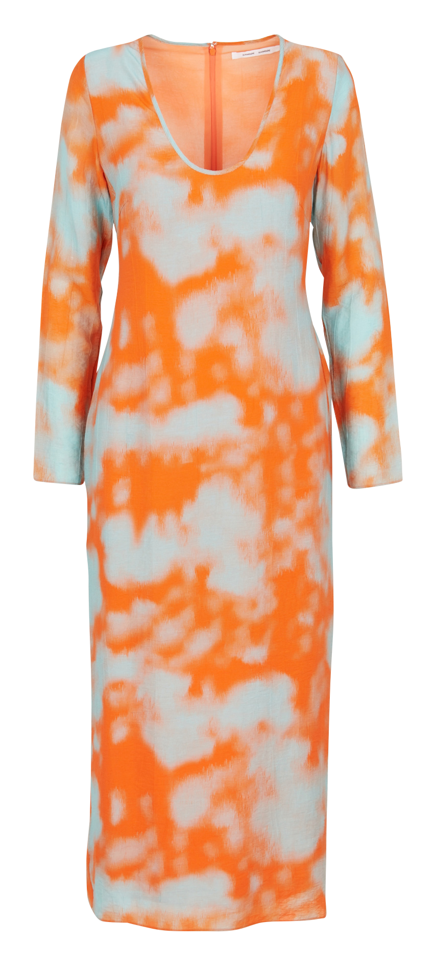 Long printed round-neck dress SAMSOE SAMSOE Orange
