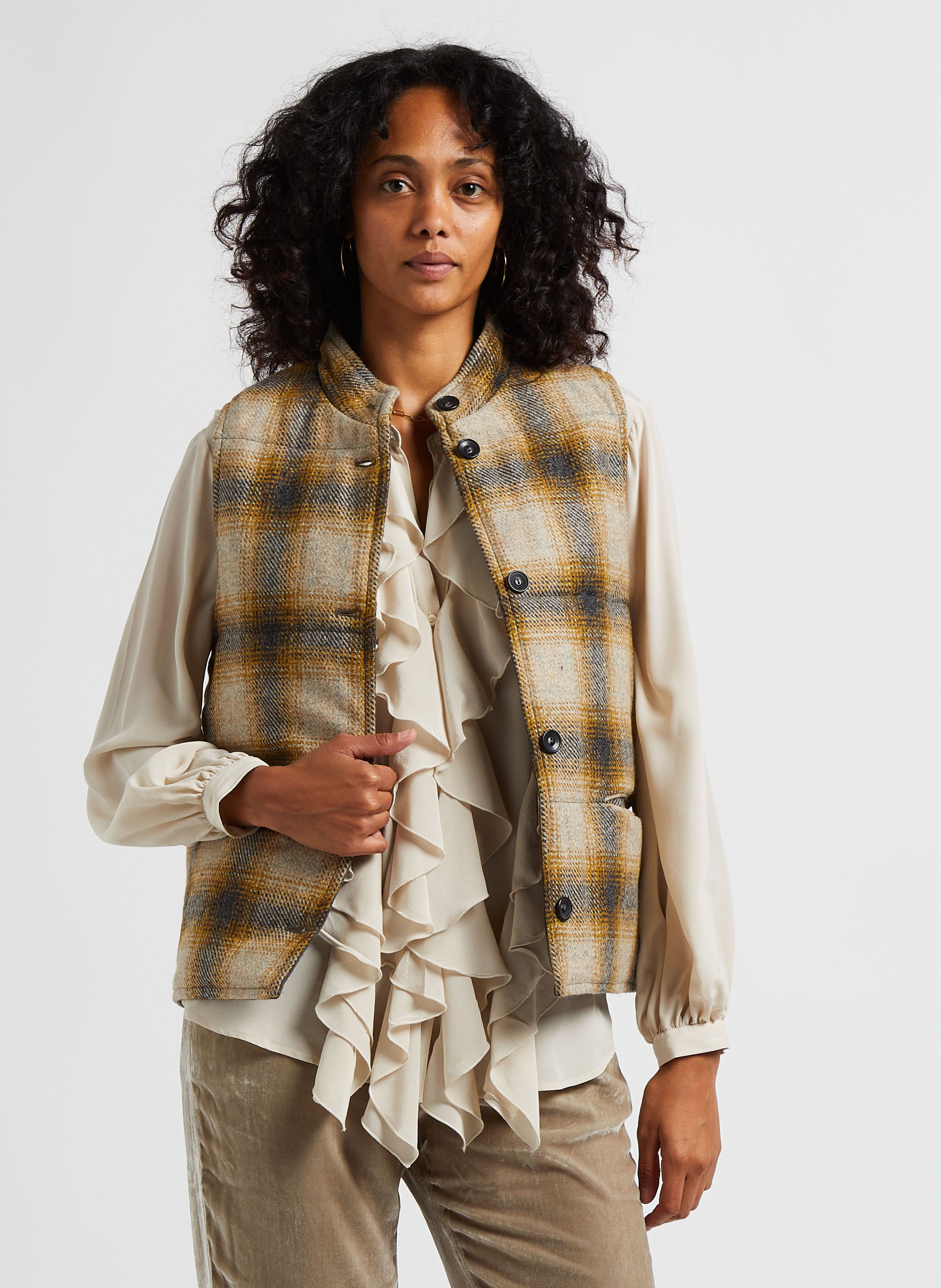 checked wool jacket
