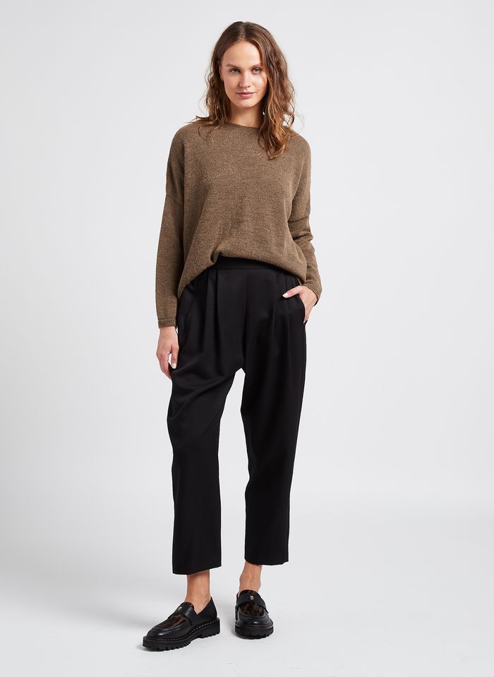 Black Straight-leg high-waisted wool pants