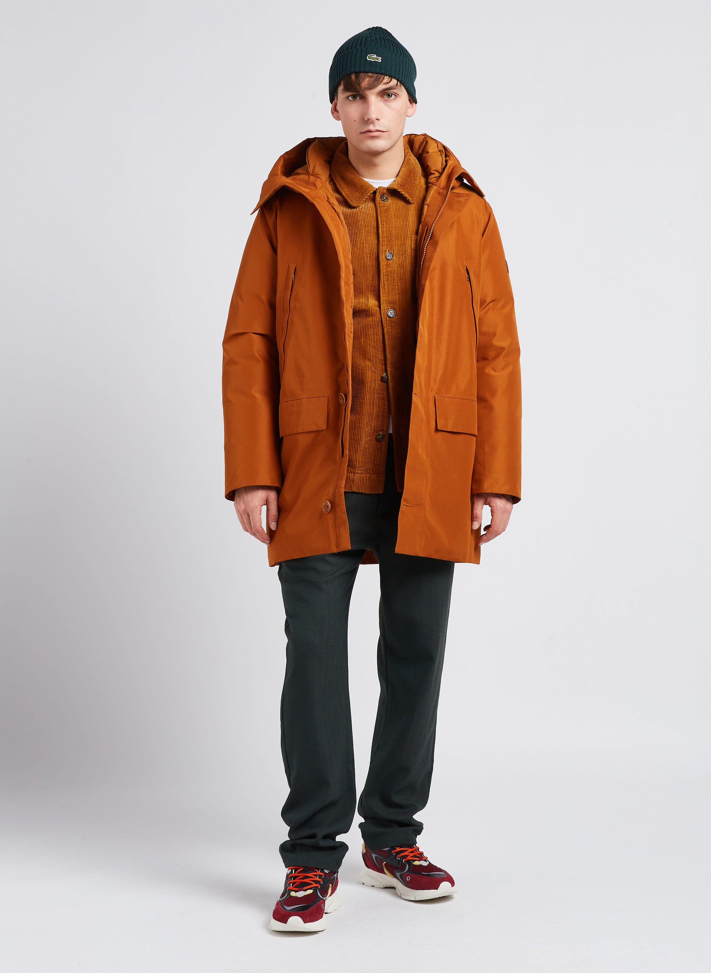 Brown High neck hooded parka