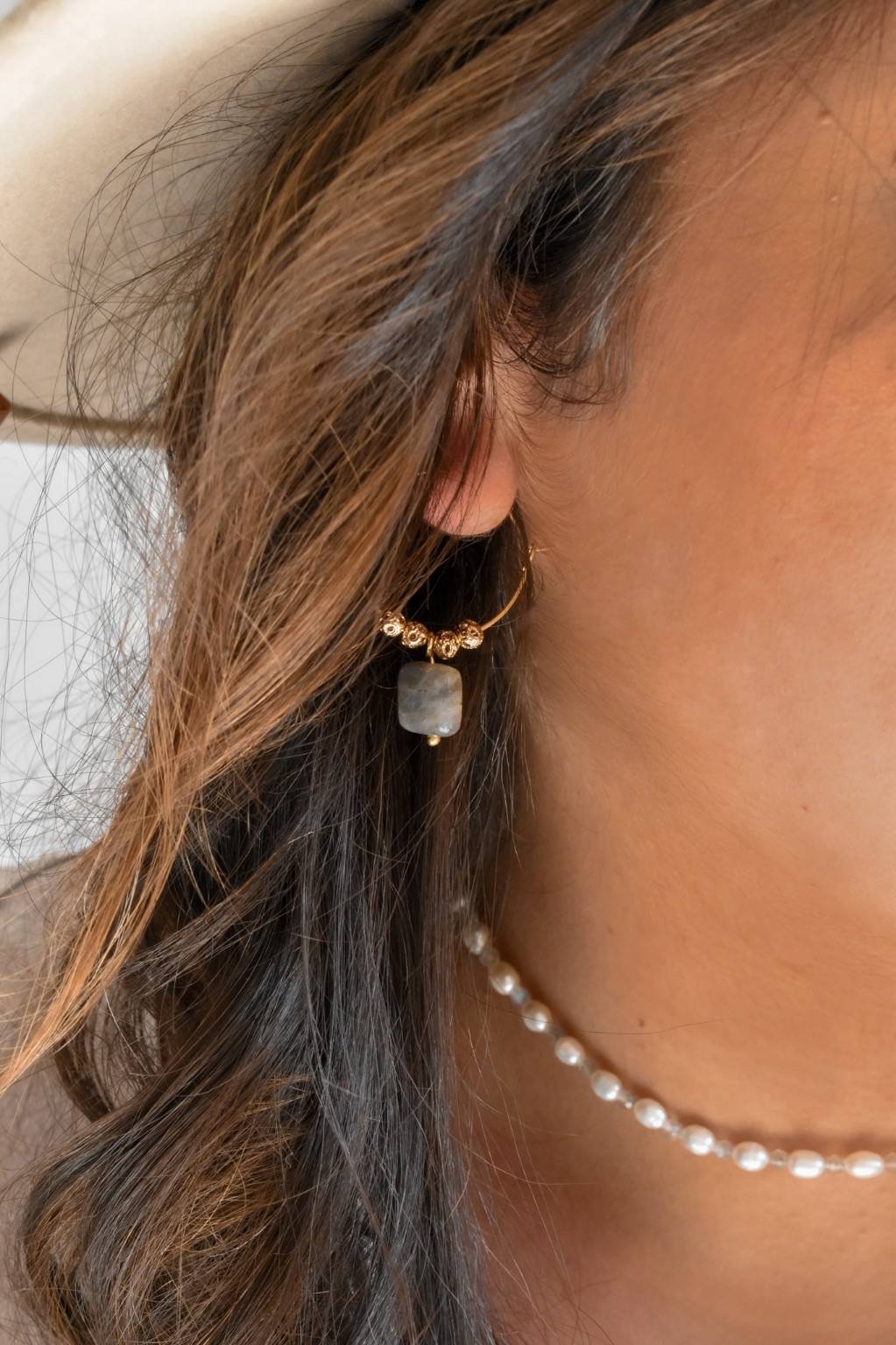 Labradorite earrings GINANDGER Grey