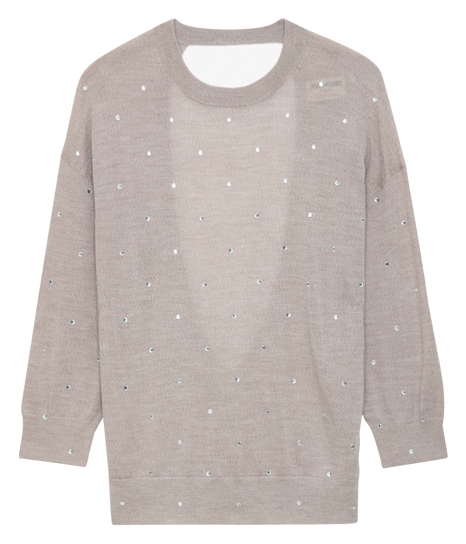 Pull droit col rond en laine mérinos ZADIG&VOLTAIRE Beige