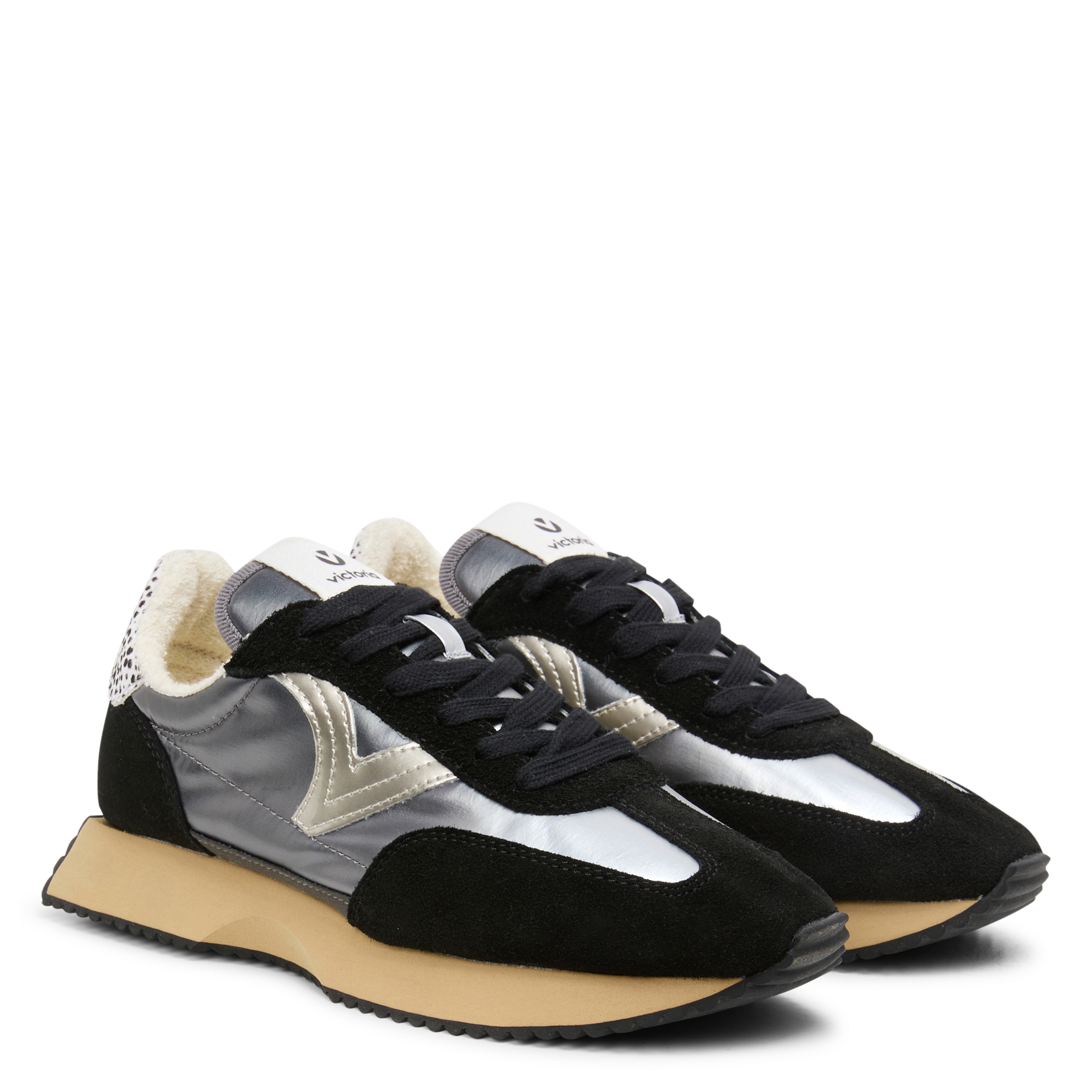 Metallic low trainers VICTORIA Black