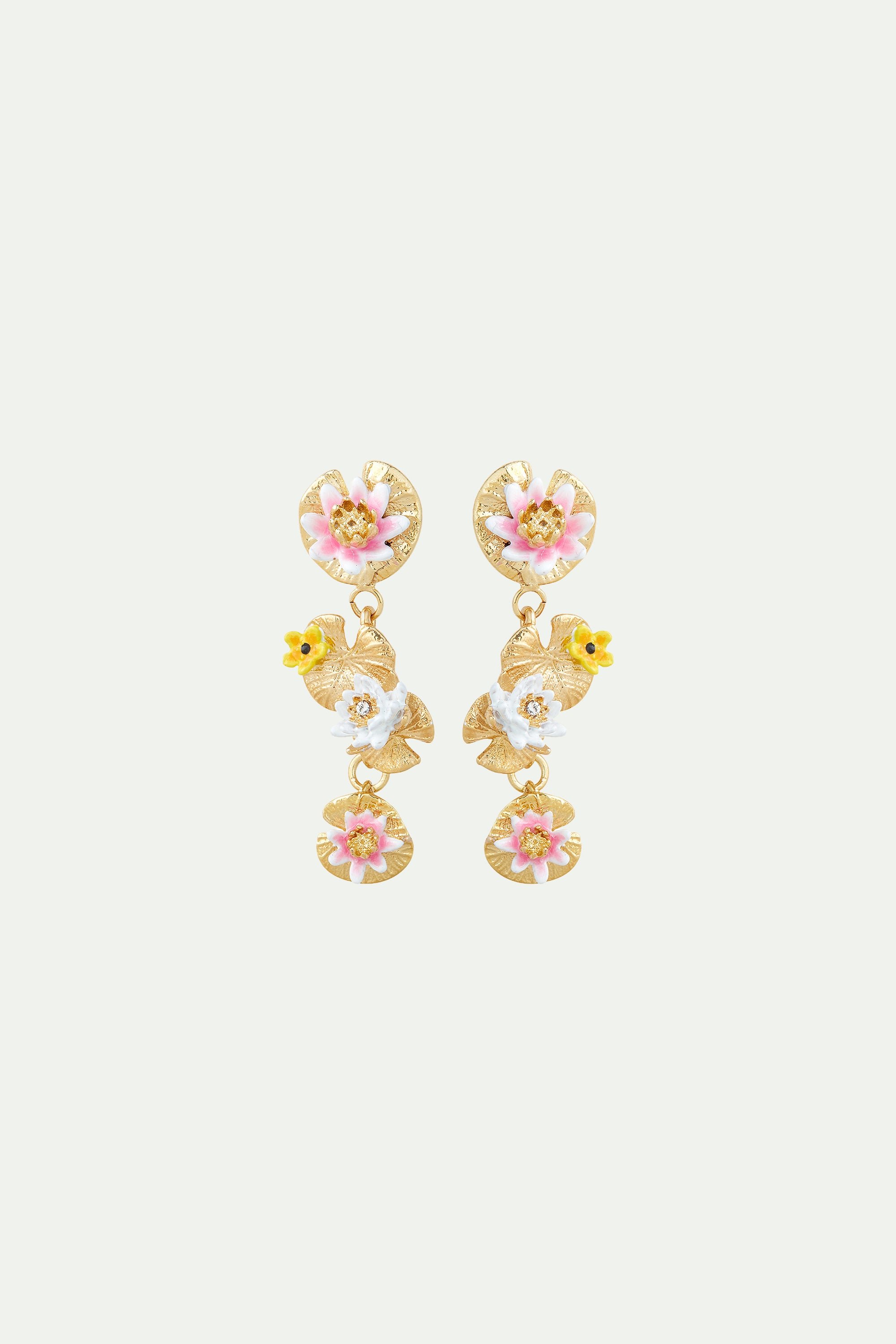 Boucles d'oreilles pendantes nymphéas et nénuphars LES NEREIDES Multicolore