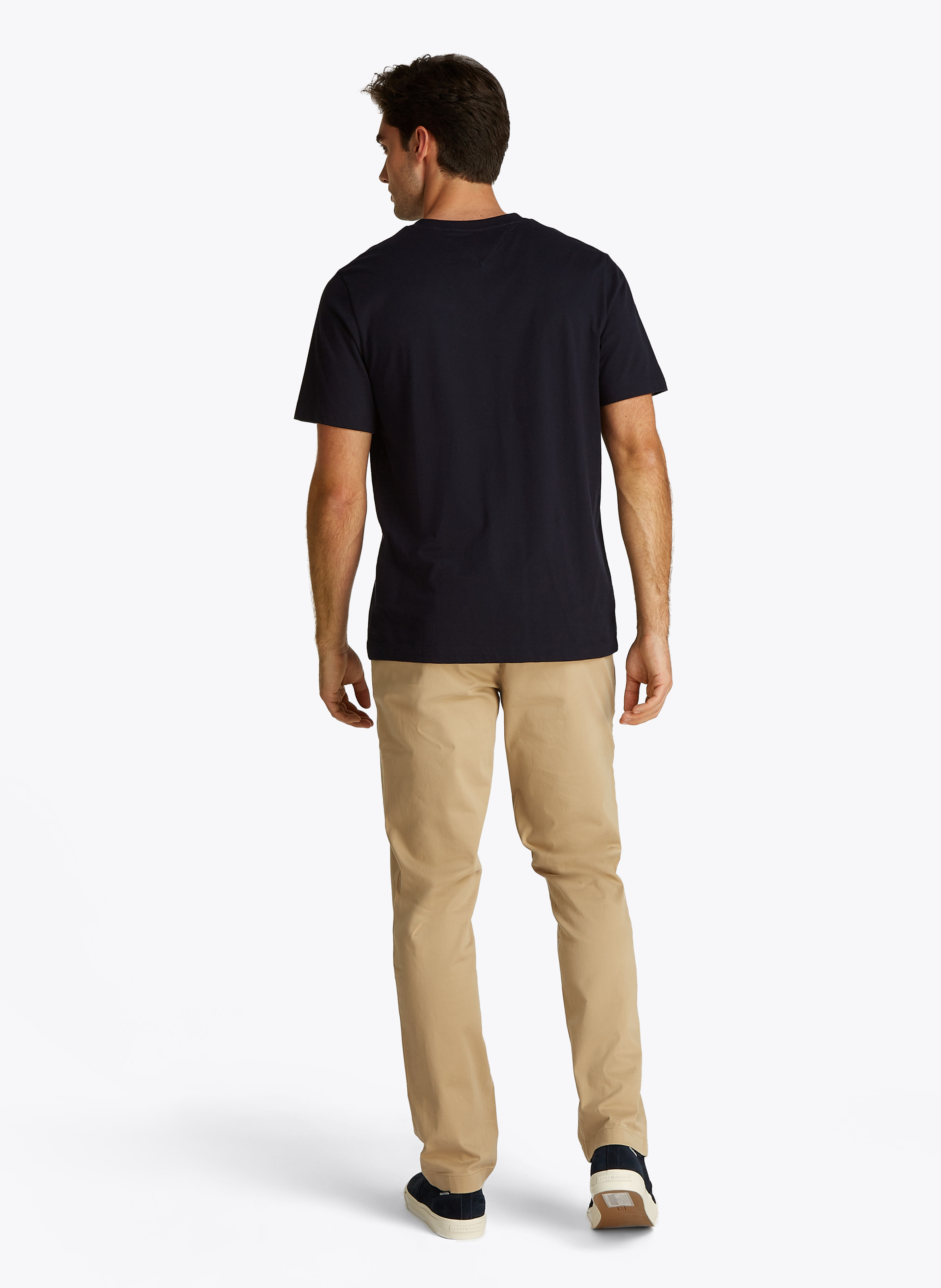 Tee-shirt col v uni en coton TOMMY HILFIGER Bleu