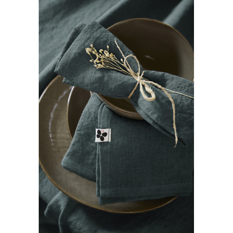 Set of 2 cotton muslin hand towels L'EFFET PAPILLON Grey