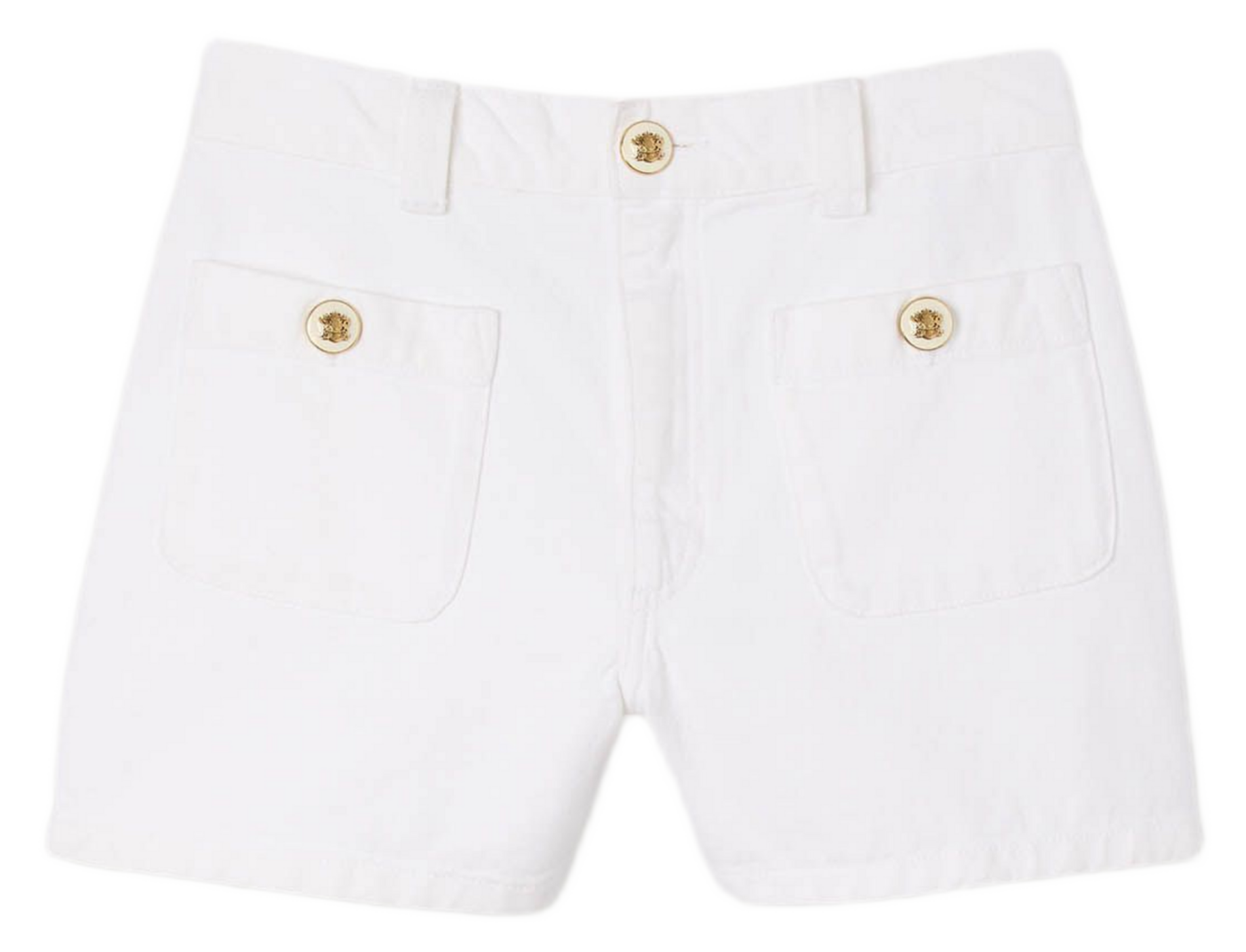 Short droit à détails boutonnés Blanc