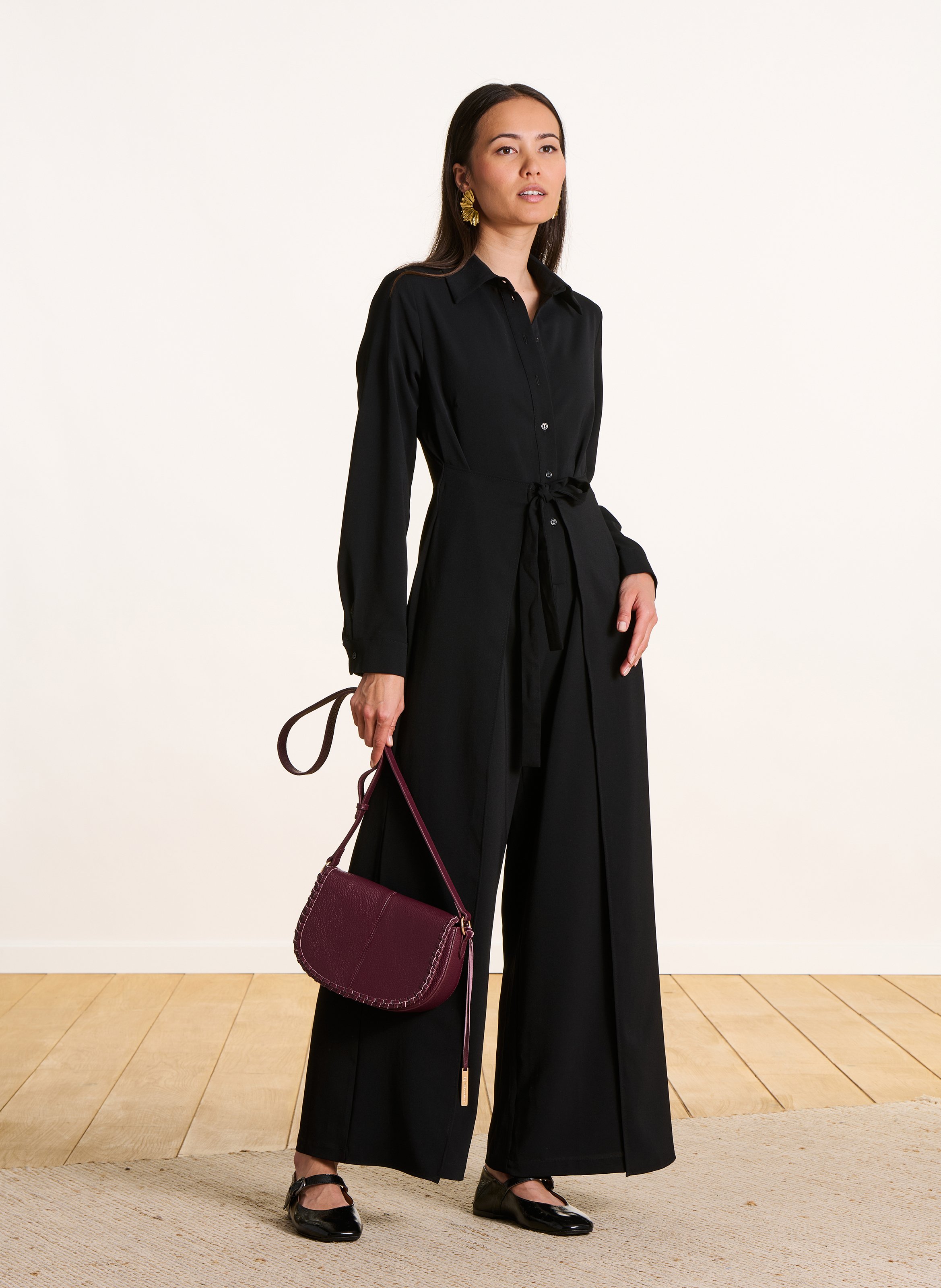 Shirt collar jumpsuit LA FEE MARABOUTEE Black