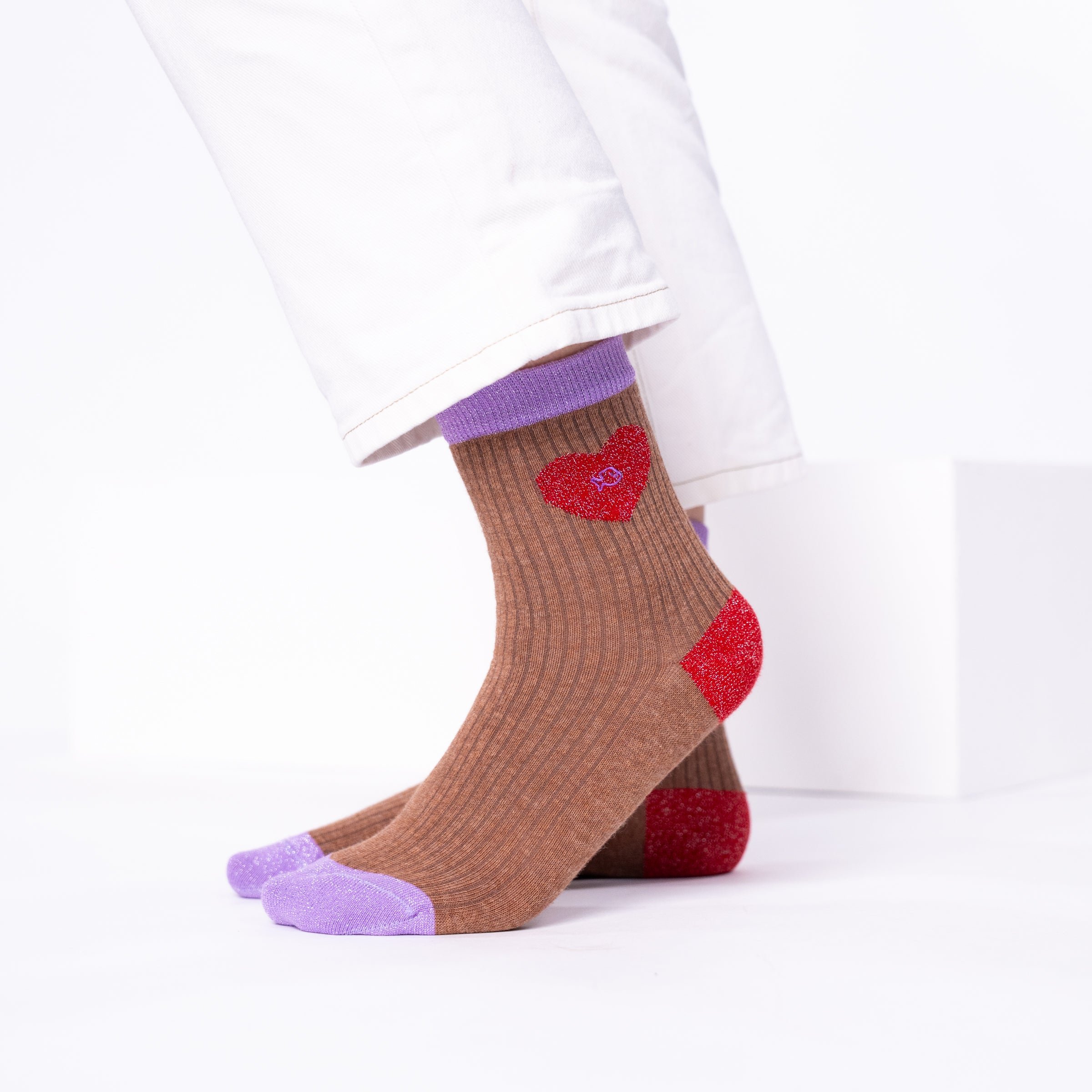 Combed cotton heart socks BILLYBELT Brown