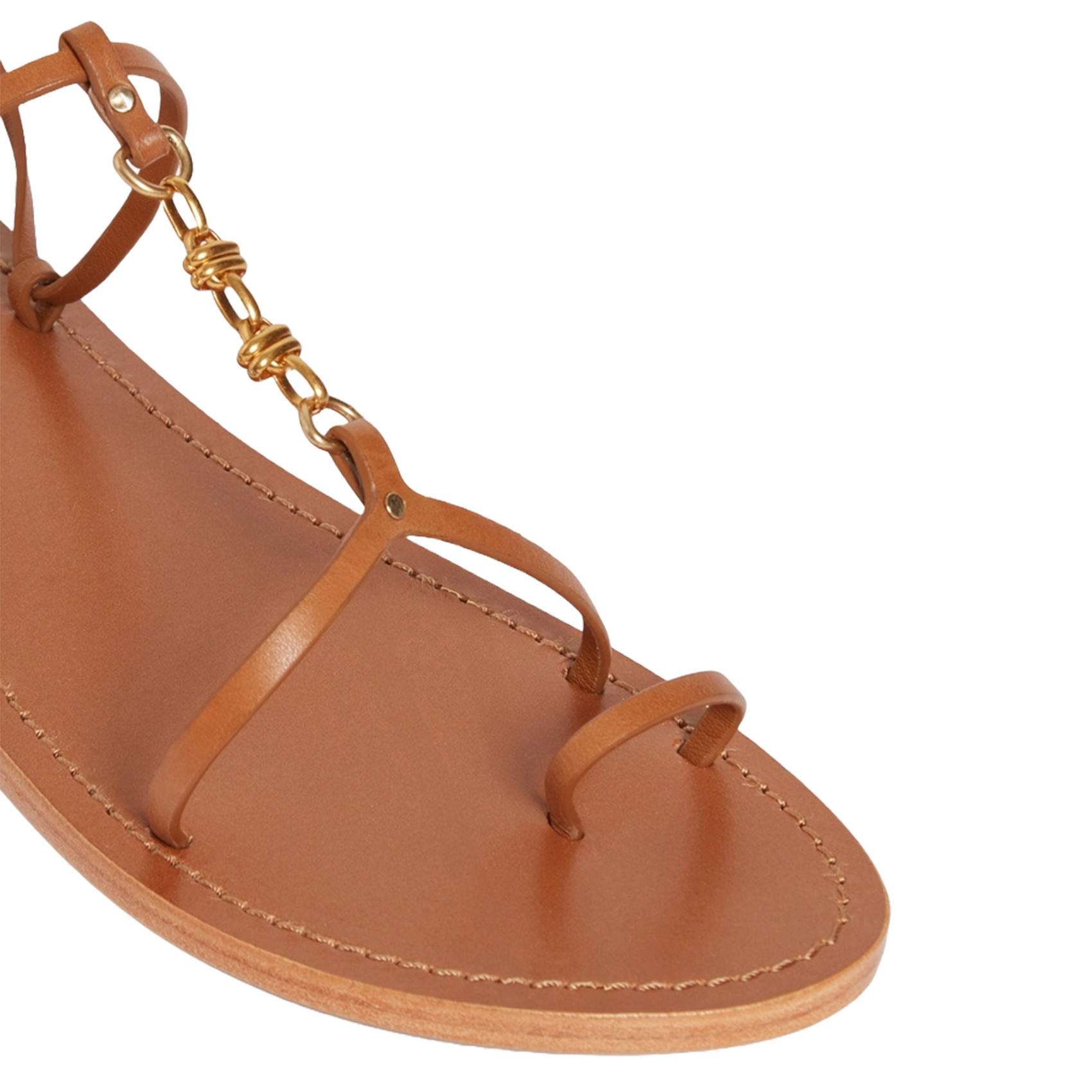 Sandales plates à nouer cheville en cuir VANESSA BRUNO Marron