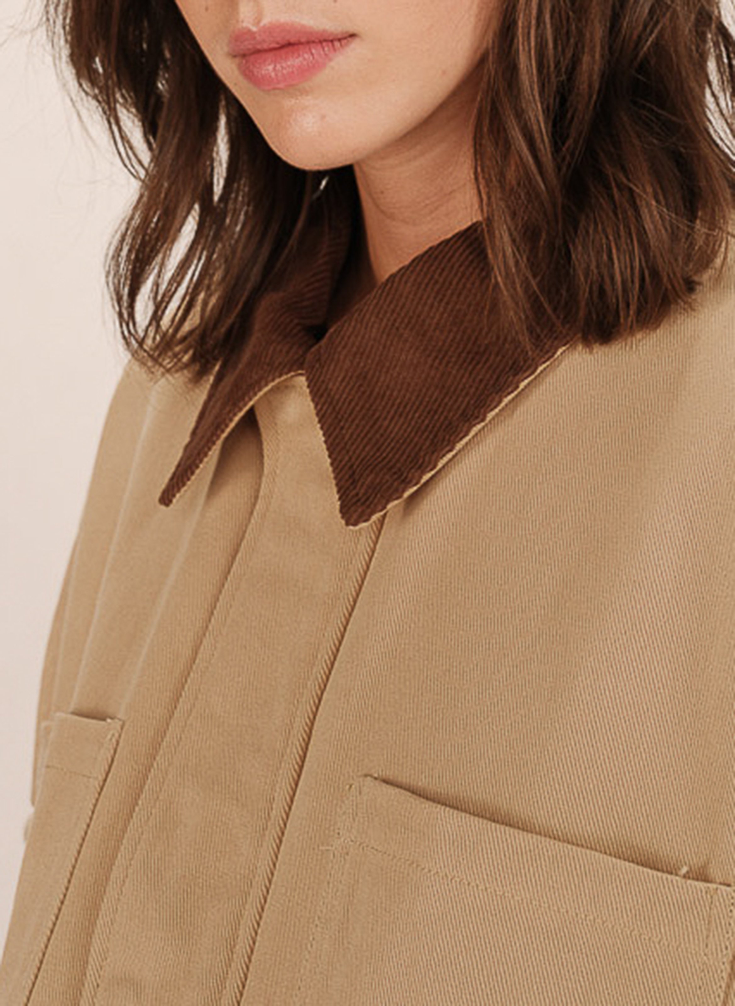 Cotton jacket with classic collar GRACE ET MILA Beige