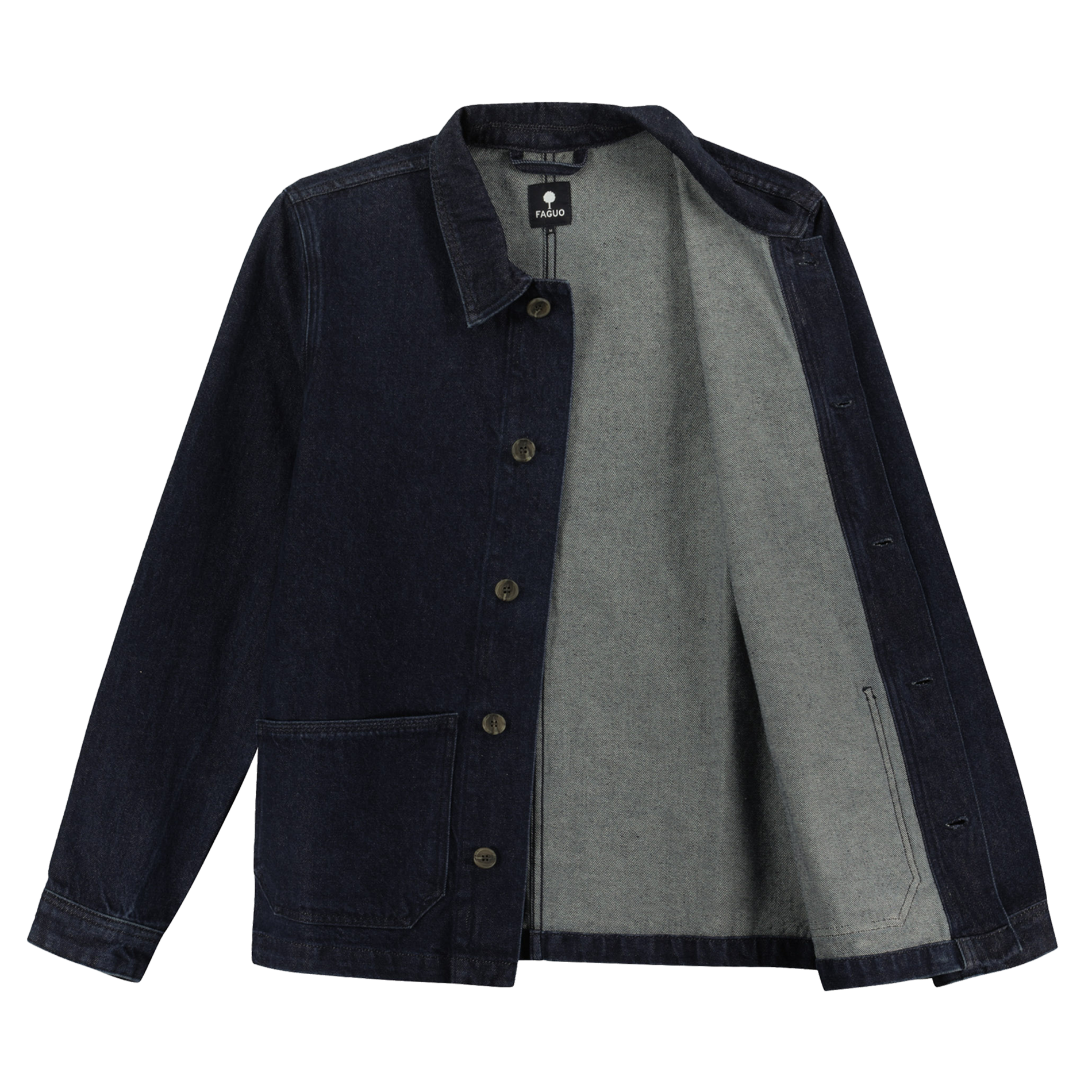 Shirt with classic collar in blended cotton denim FAGUO Raw denim
