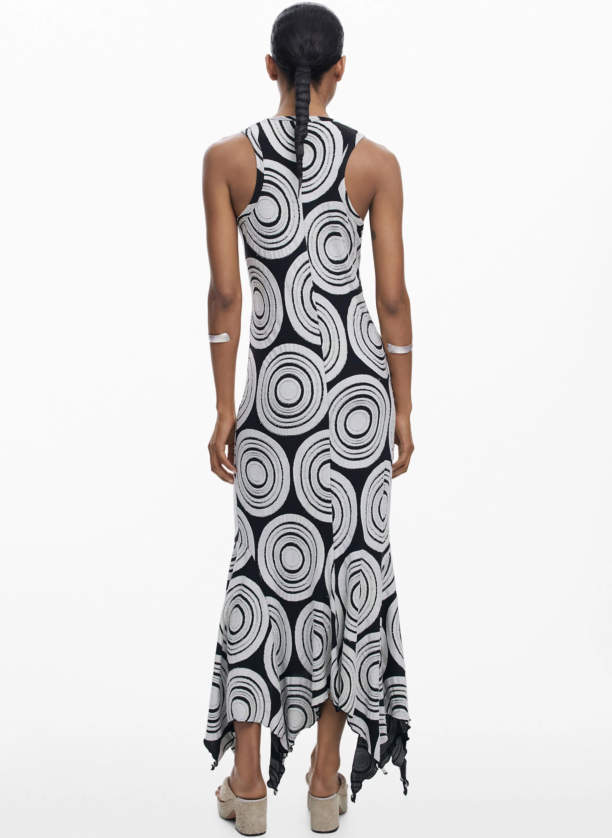 Robe midi sans manches à motifs cercles DESIGUAL Noir