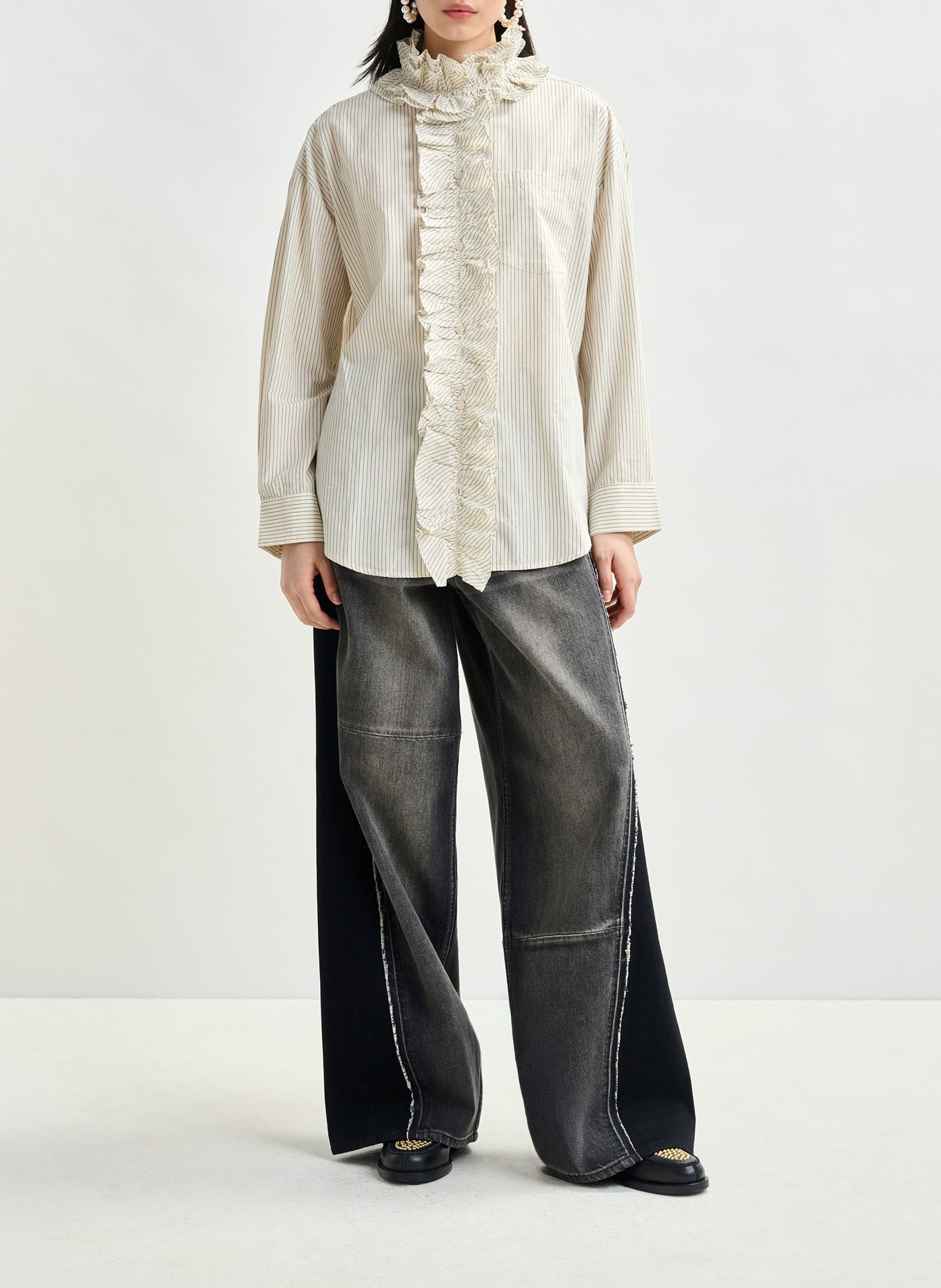 Chemise col victorien en coton ESSENTIEL ANTWERP Blanc