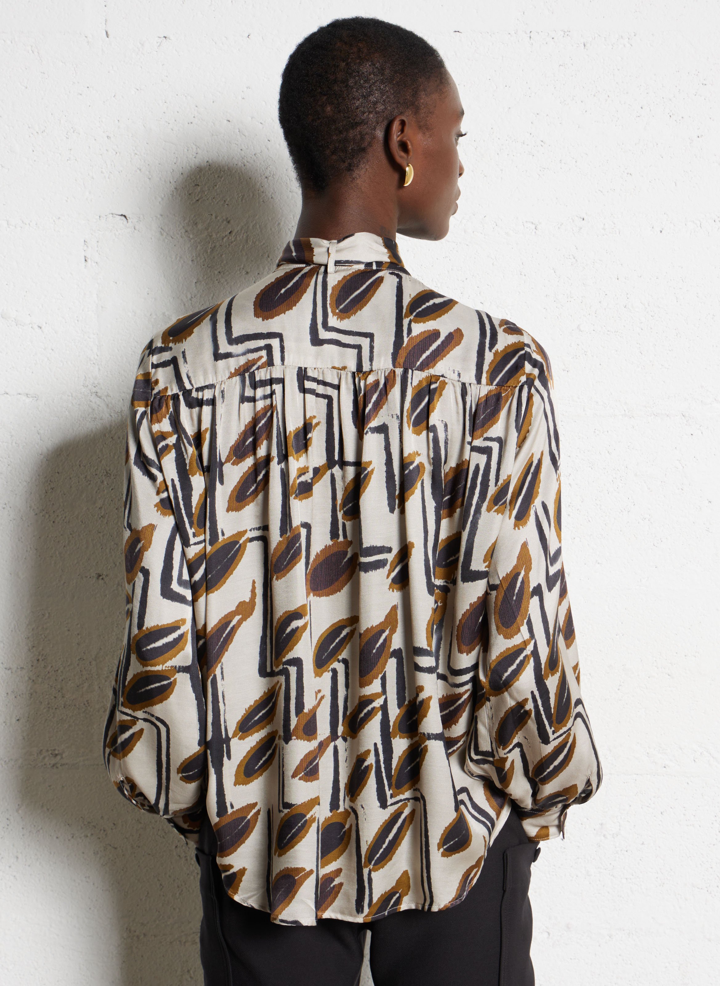 Chemise ample imprimée avec écharpe DIEGA Orange