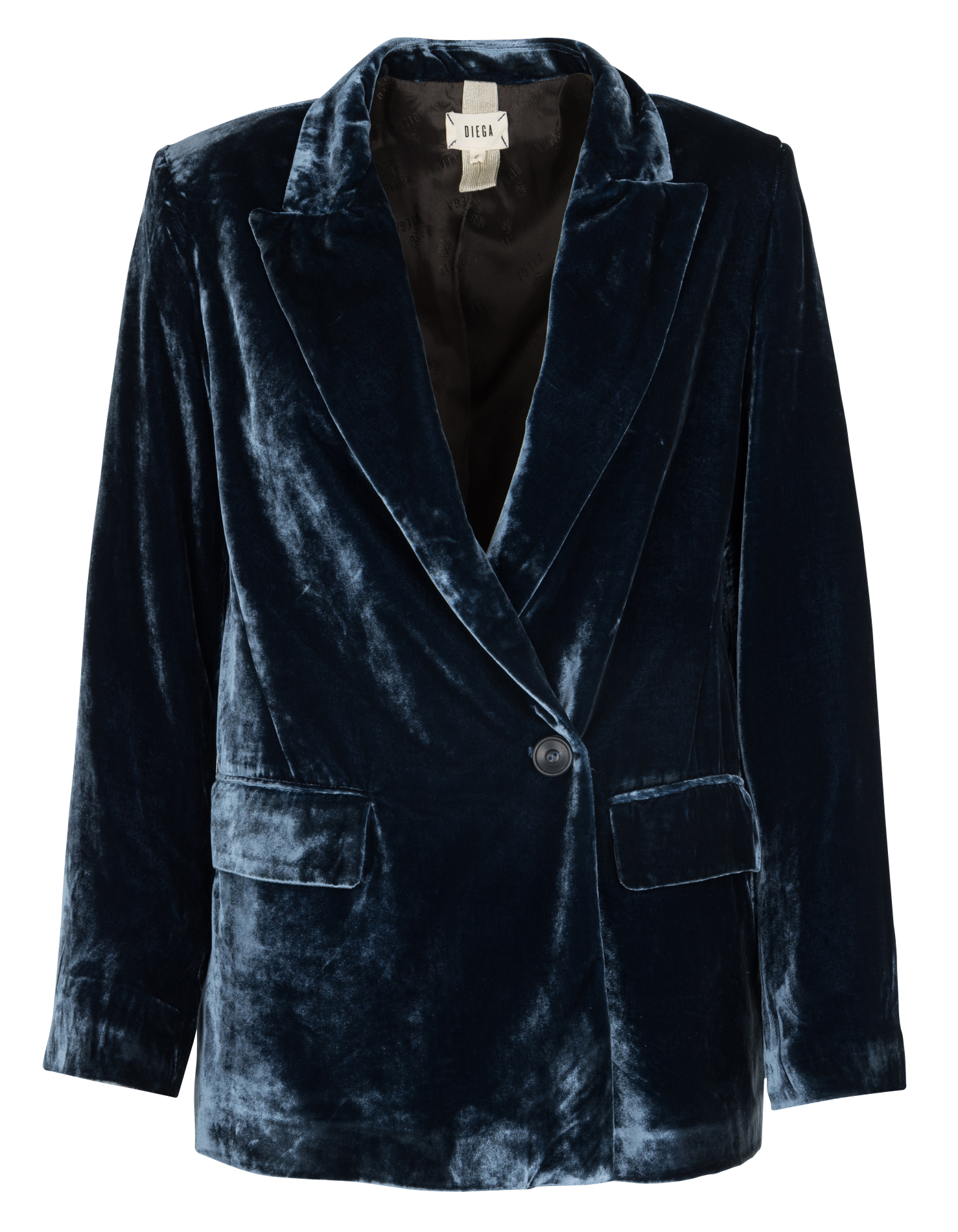 Veste ajustée col tailleur en velours DIEGA Bleu