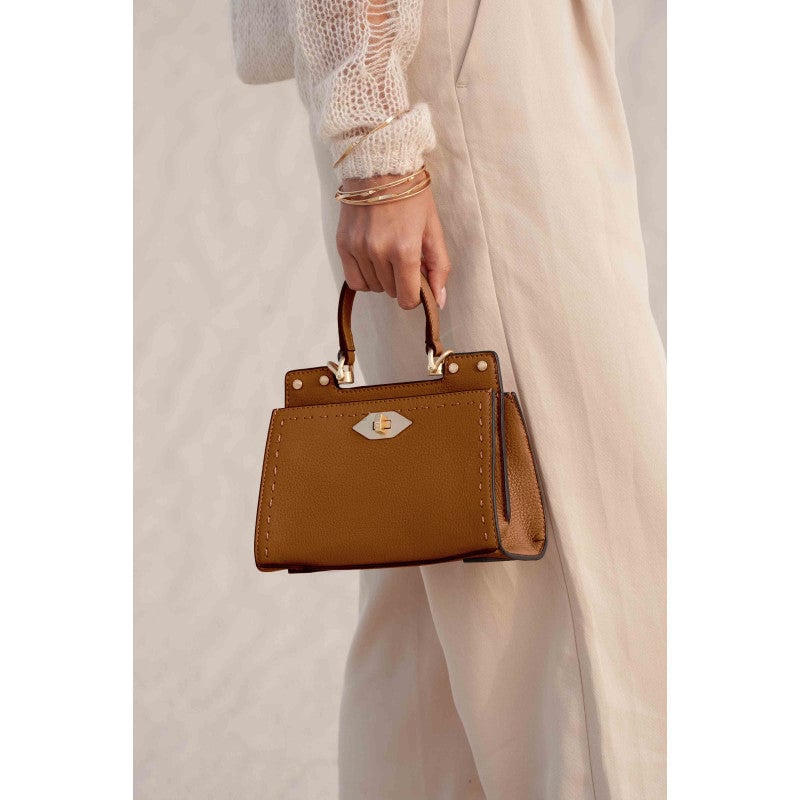 Handbag - cowhide leather POURCHET Brown