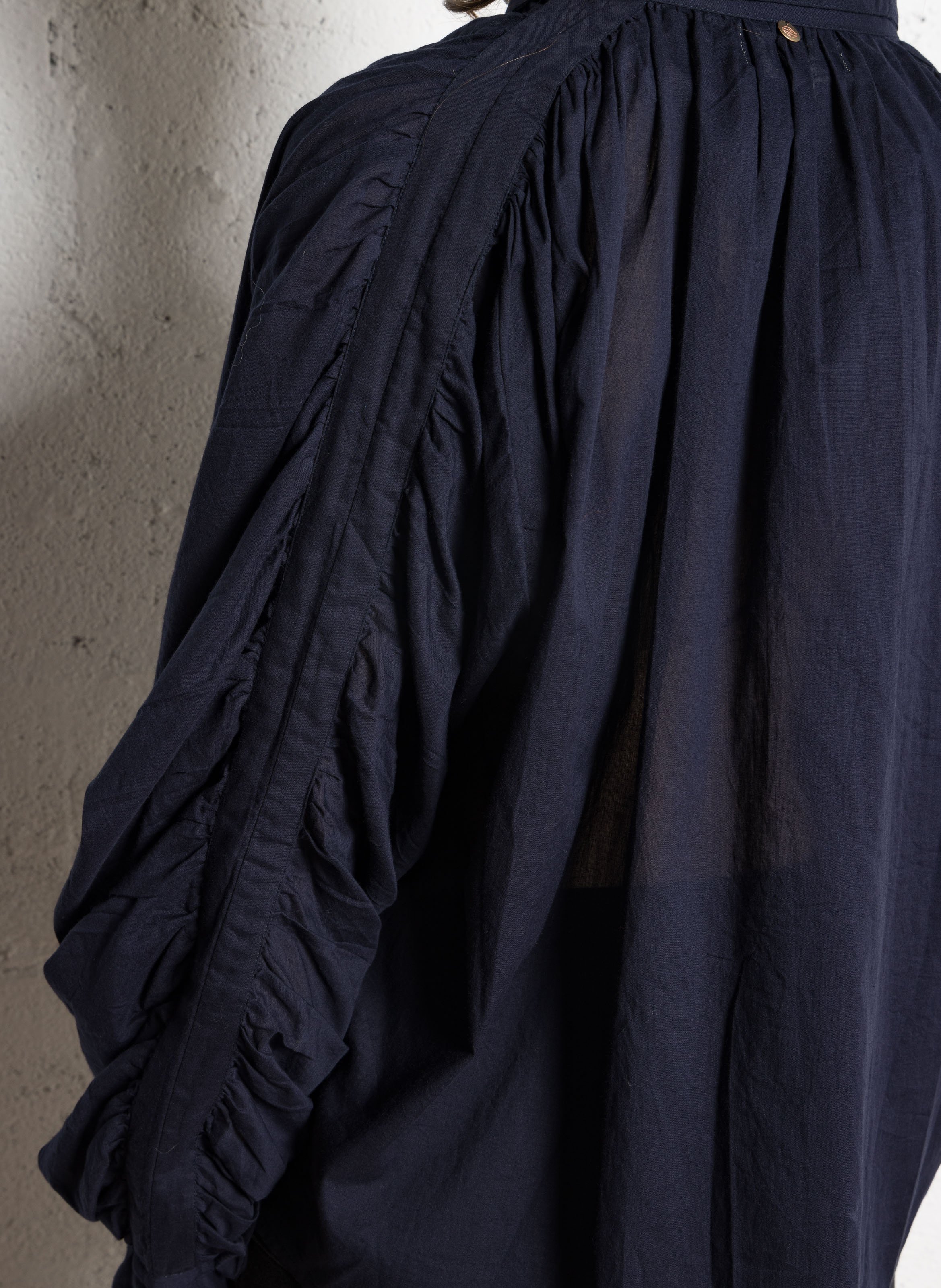 High neck buttoned solid blouse ANTIK BATIK Blue